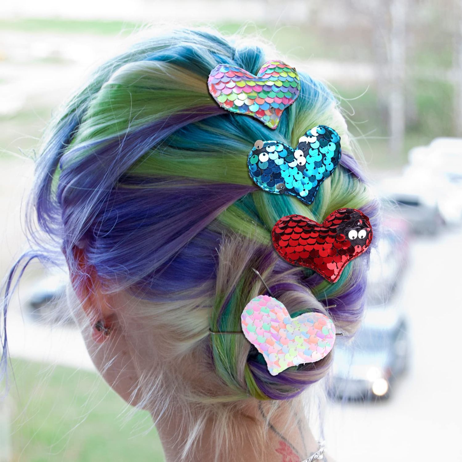 20pcs Heart Hair Clip for Girls Sparkle Glitter Sequins Baby Clips Birthday Valentines Gift Hair Accessories Set