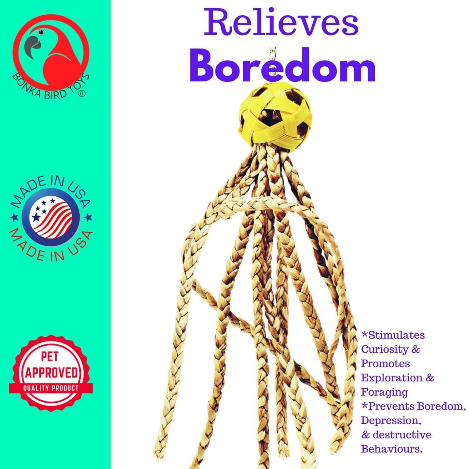 Bonka Bird Toys 1616 Foraging Octopus Chew Tug Pull Medium Parrot Cage Toy Pet