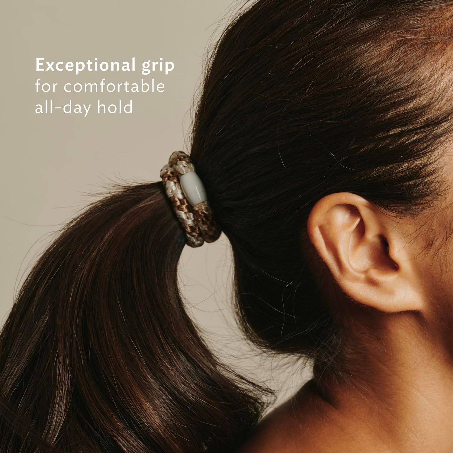 Black & Silver Hair Ties for Thick Hair, Grab & Go Ponytail Holders, 8 Pack, Grey Metallic, Thick No-Crease Bands with Strong Hold, Damage-Free Design, Lightweight and Stylish Fit | L. Erickson