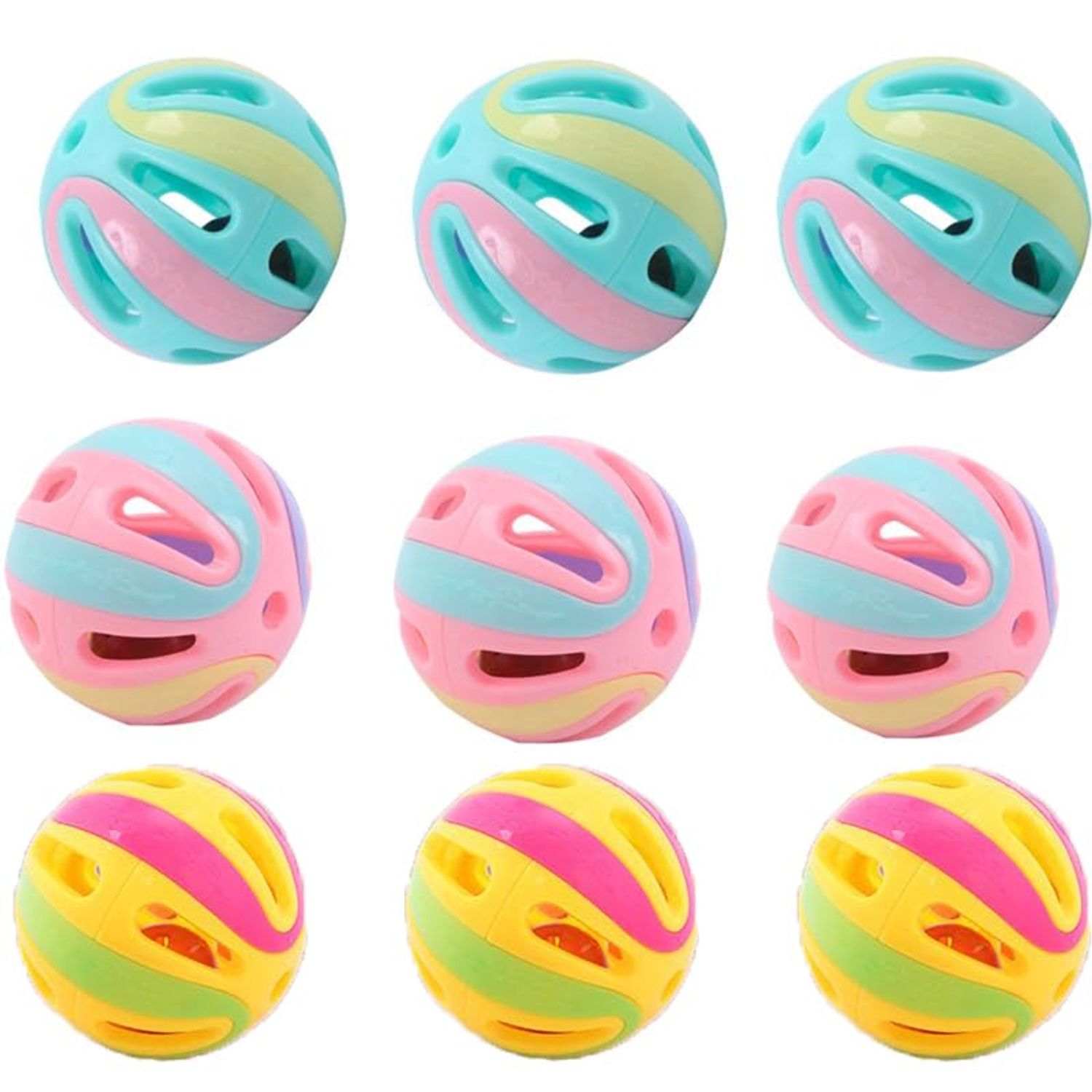 LIVE4COOL 9 Pcs Cat Toys Bell Balls Self-Help Boredom Sounding Bells Tease Cat Nibbling Balls Rattle Toy Balls