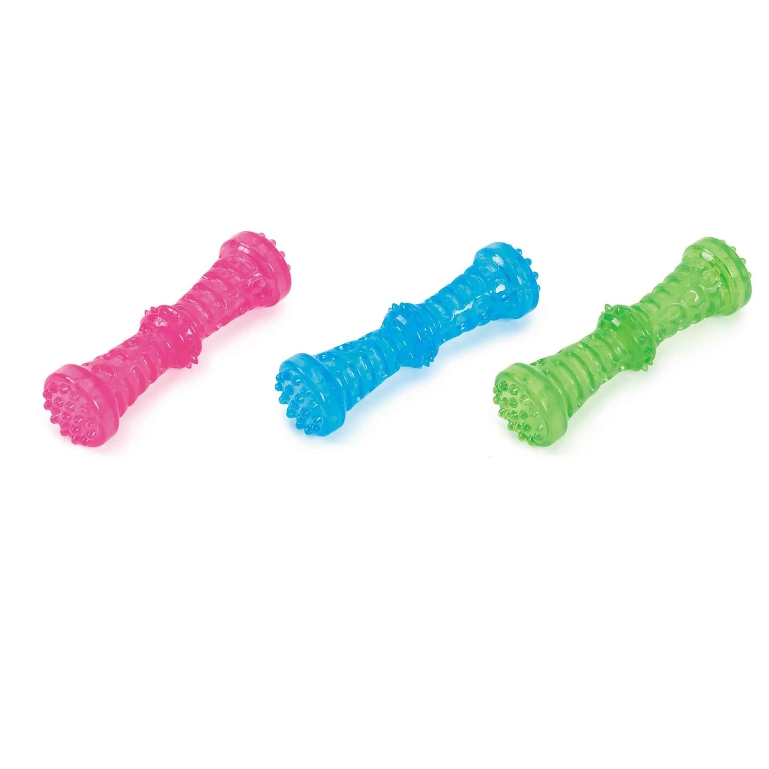 MPP Durable Dog Toys Toss Fetch Stick Chew Squeaker 7 Inch Dental Health Gum Massage (Green)