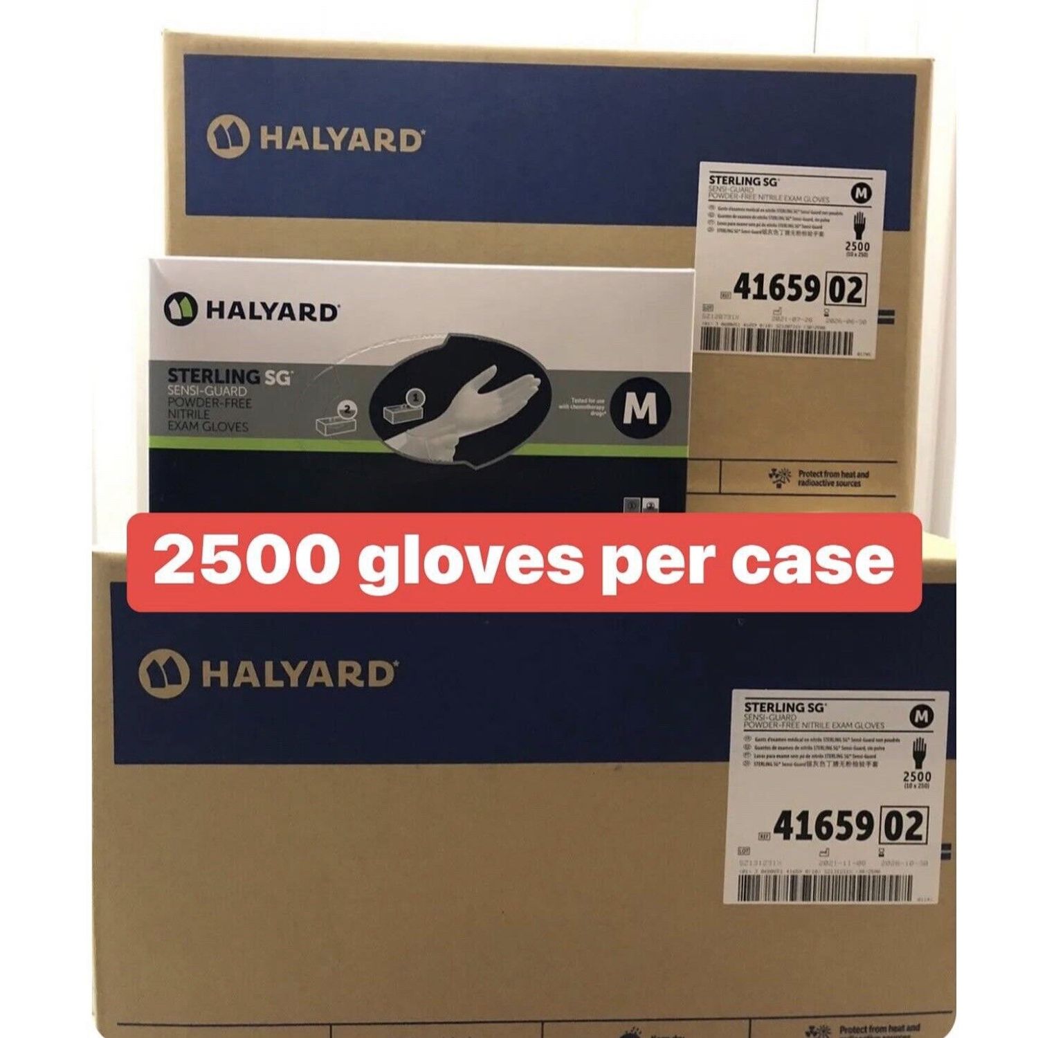 Medium Halyard Sterling Nitrile Exam Gloves (2500 counts) 41659 02 or 07 or 06