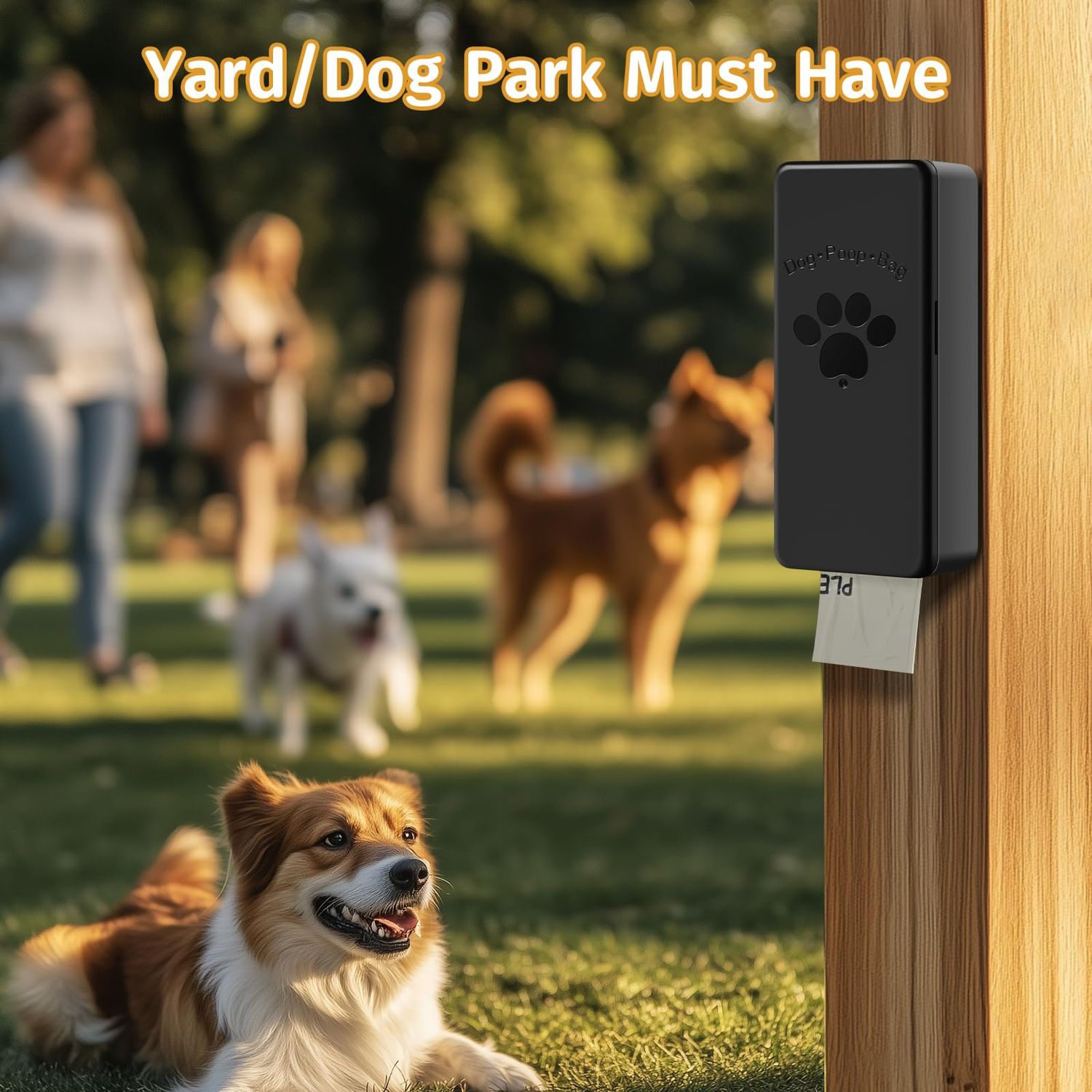 qeerable Dog Poop Bag Dispenser, Wall-Mounted Dog Bag dispenser Outdoor or Indoor for Doggy and Pets, Black Dog Poop Bag Holder for Yard and Park, Included 4 Rolls (60 Bags)