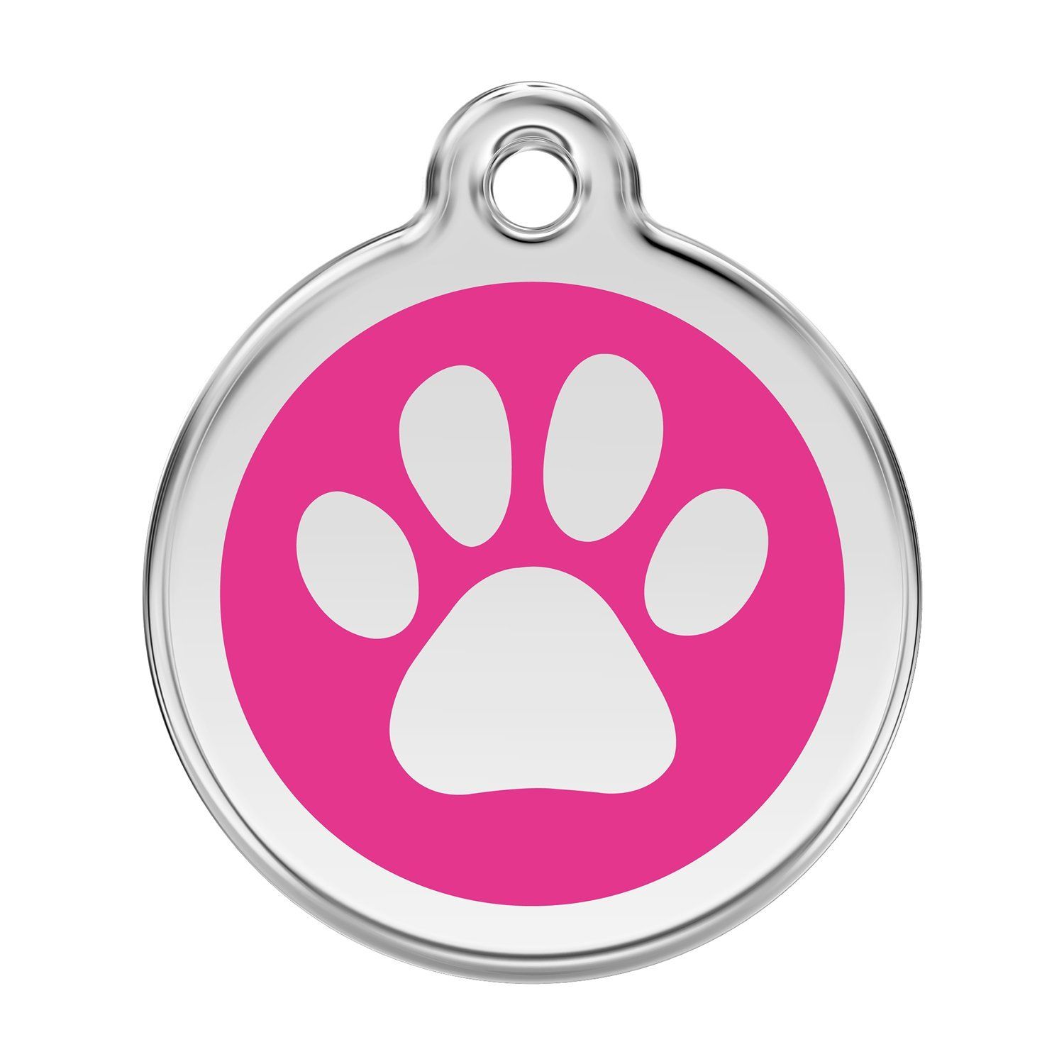 RedDingo Enamel pet id tag, Large, Paw Print", Hot Pink