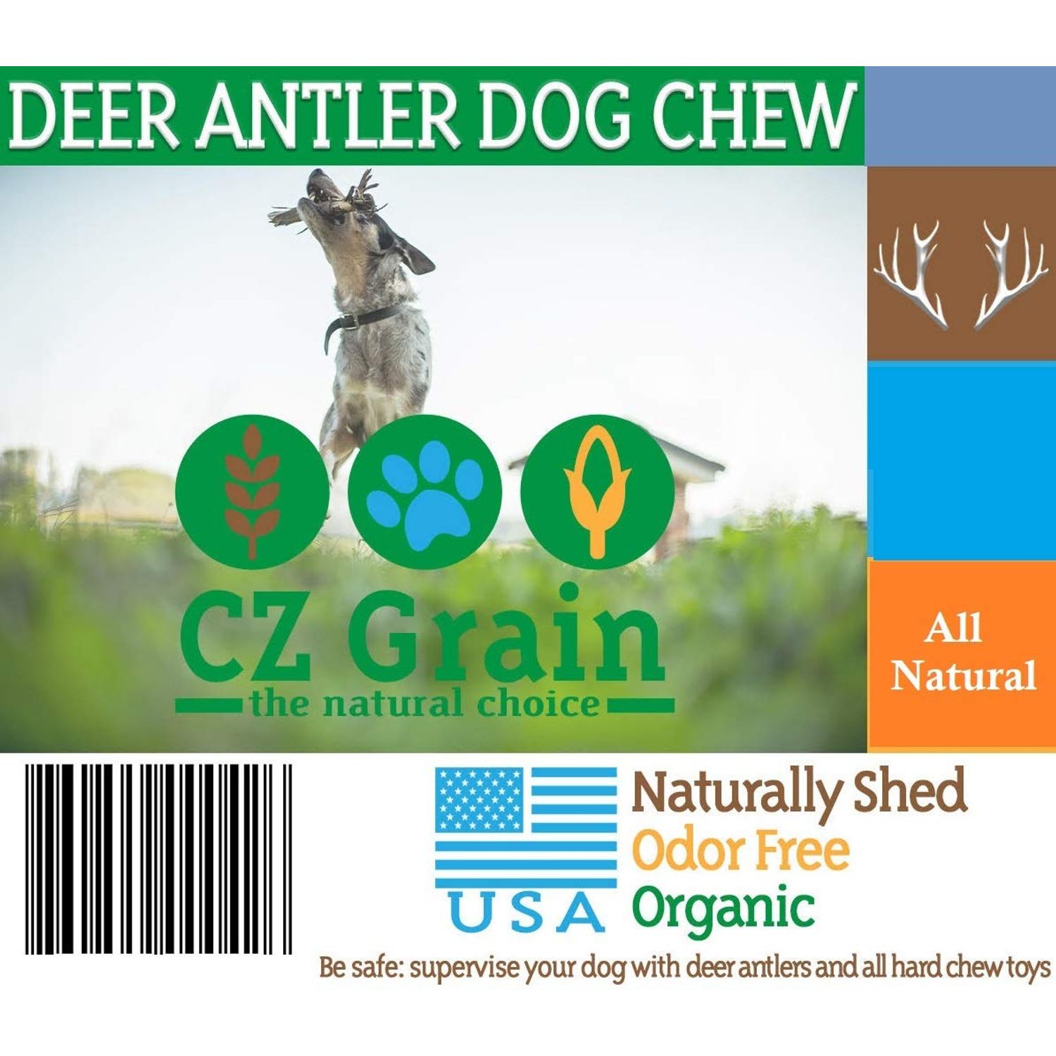 CZ Grain XXL JUMBO Deer Antler for Dogs, for The BIG CHEWER - Premium Grade A Deer Antler Dog Chew - Long Lasting Dog Treat for Your Pet. MADE in USA