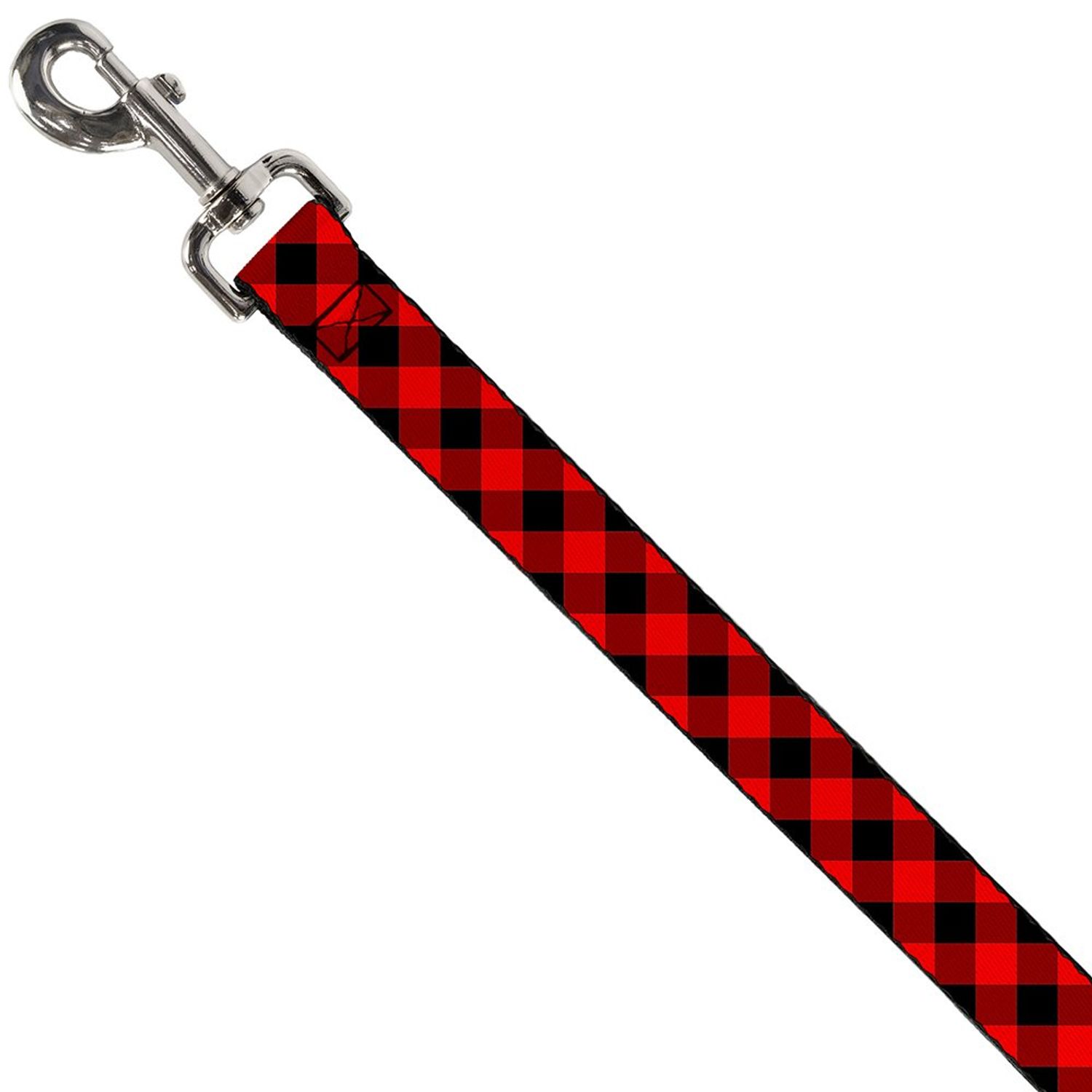 Buckle-Down Pet Leash - Diagonal Buffalo Plaid Black/Red - 4 Feet Long - 1" Wide
