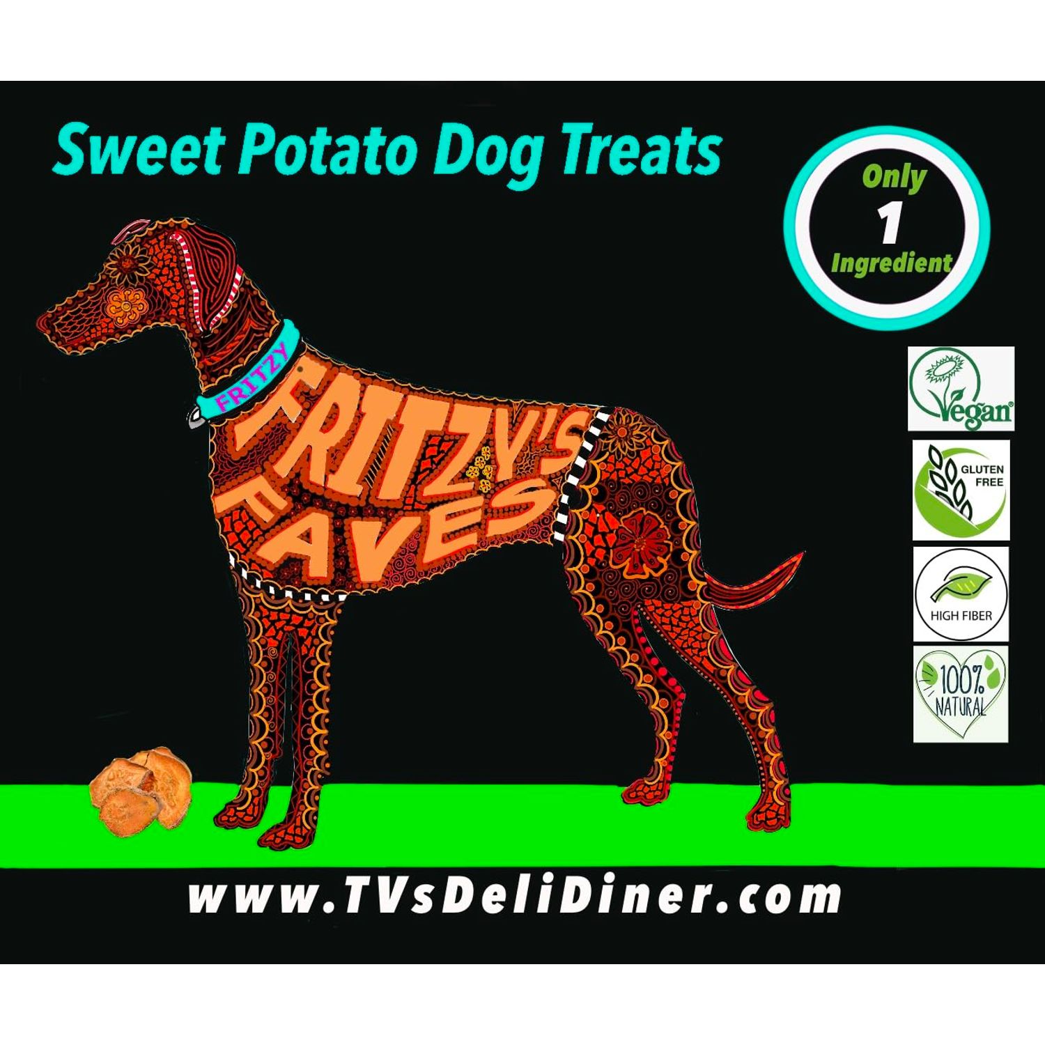 TV's Deli & Diner Fritzy's Faves | Sweet Potato Dog Treats | 100% Natural Dog Treats | Great for Digestion & Dental Health | Handmade (10oz)