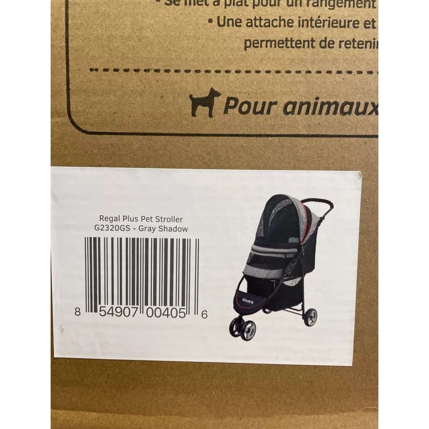 Regal Plus Pet Stroller For Dogs Cats, Breeds Up to 25 lbs, Gray Shadow