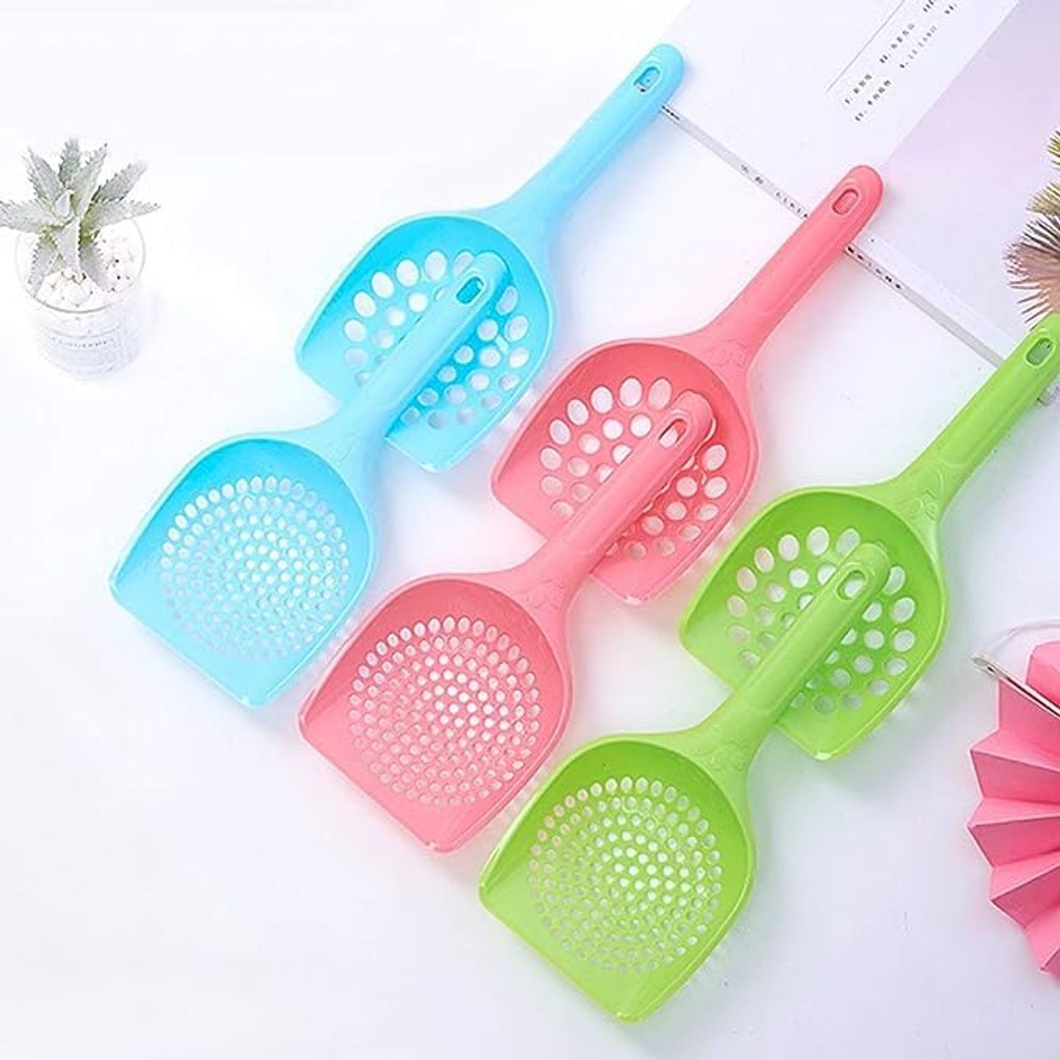 Jowxsx Pink Plastic Cat Litter Scoop Pet Care Sand Waste Scooper Shovel Hollow Cleaning Tool Pet Supplies Easy to Clean Cat Litter Scoops