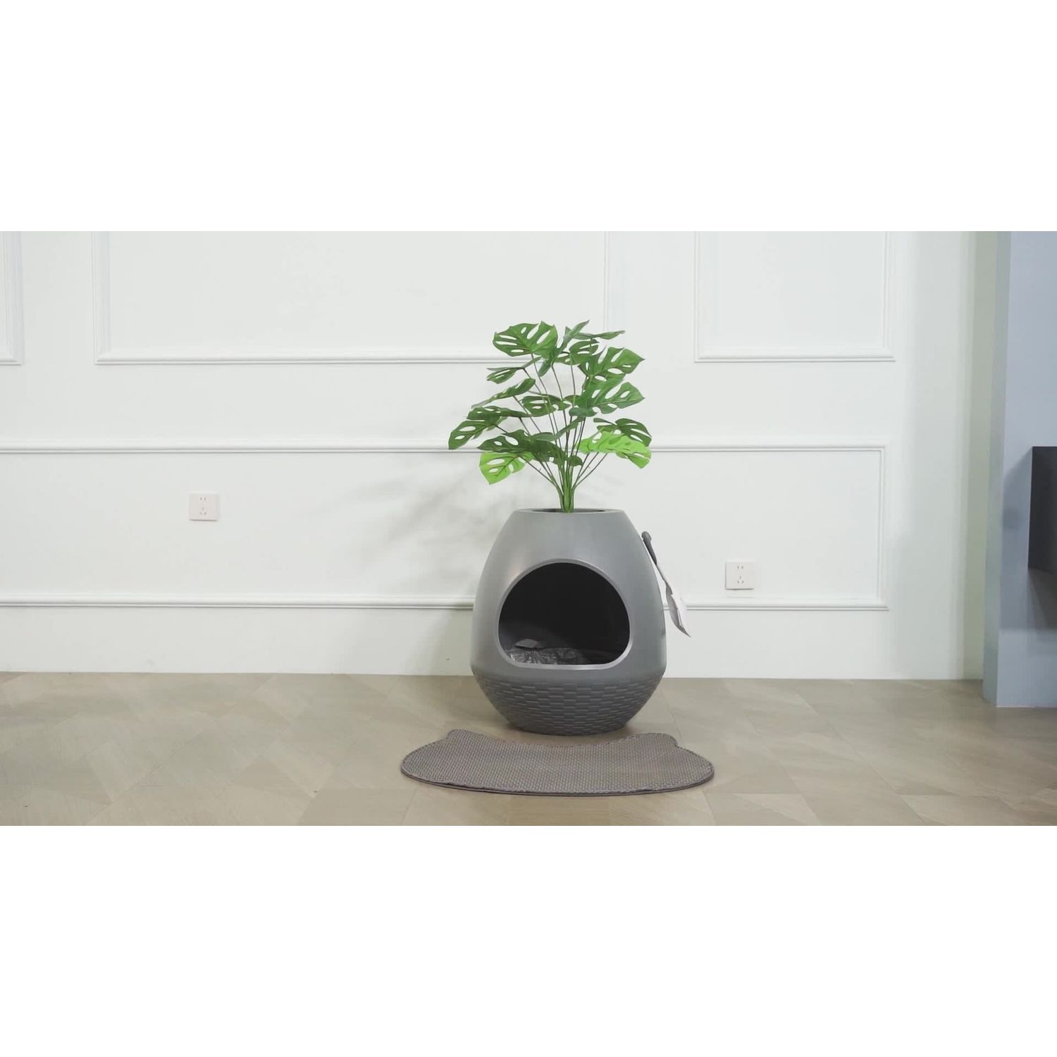 Hidden Cat Litter Box with Artificial Plant Enclosure DIY Litter Box Furniture