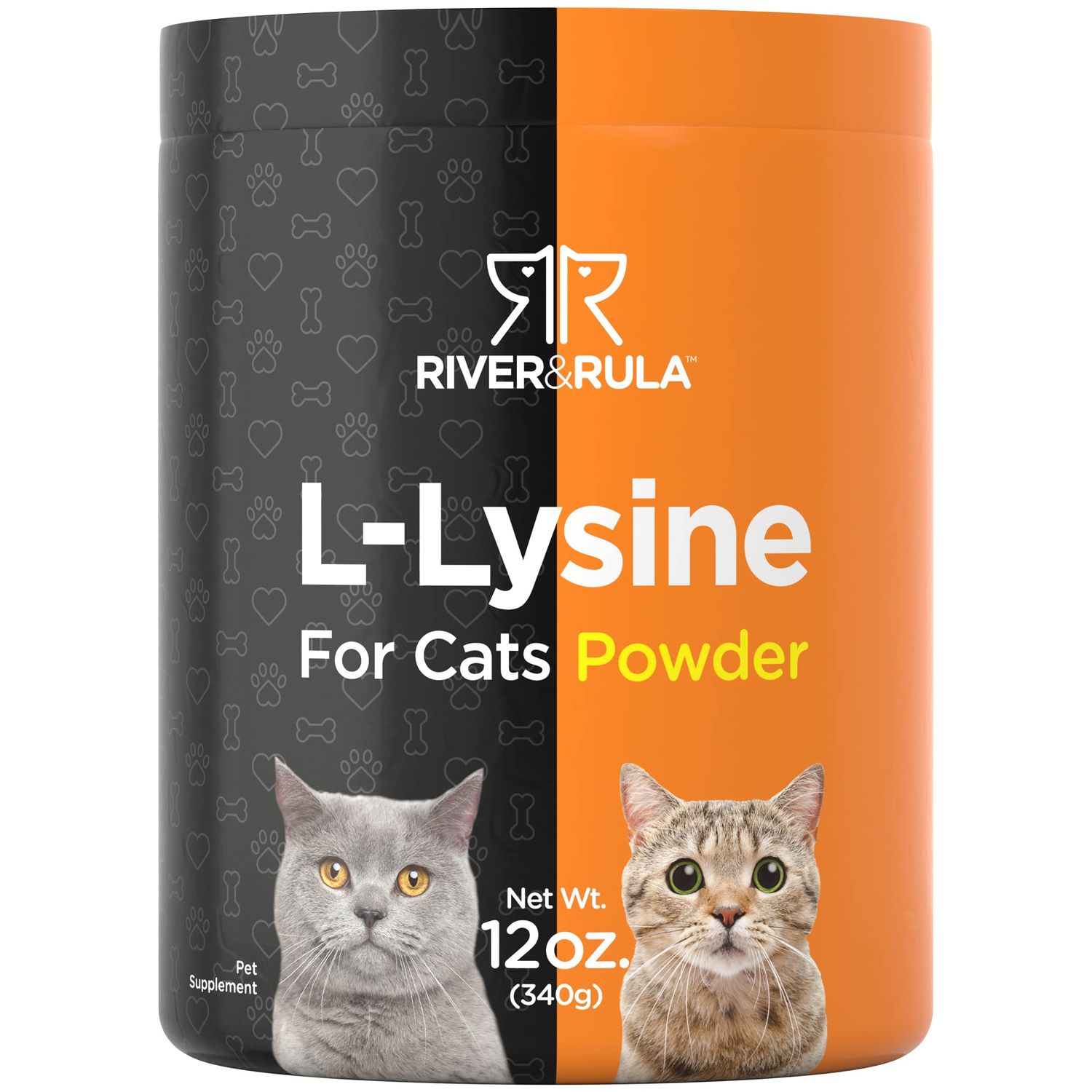 Horbaach L-Lysine Powder for Cats 500mg | 12oz | Cat Health Supplement | Non-GMO, Vegetarian Formula | by River & RULA