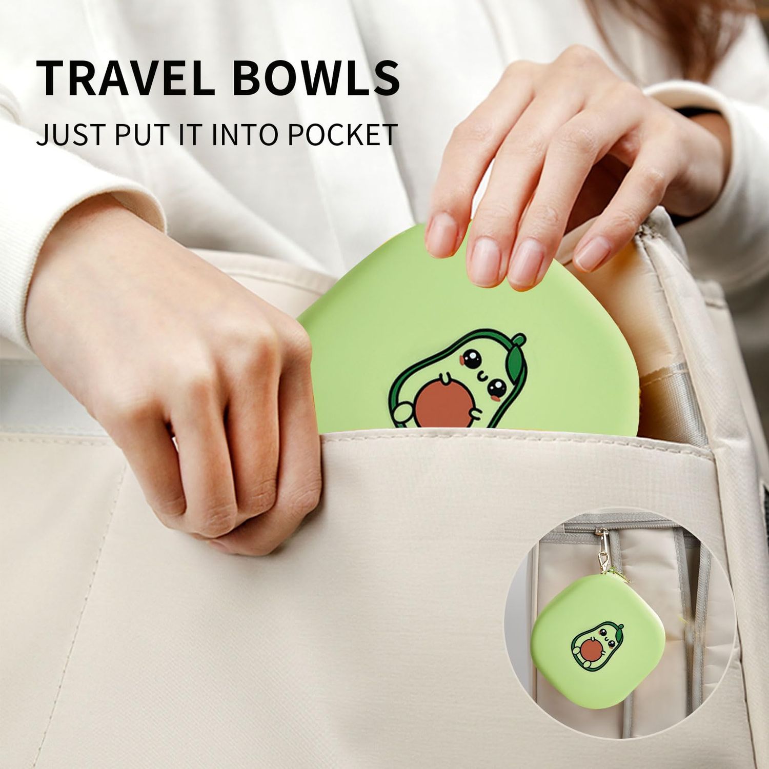 Petseek Travel Twin Pet Bowls for Cats or Dogs, Collapsible Silicone Bowls for Food and Water Feeding, Foldable Zip Up Oxford Cloth Carry Case with Carabiner Clip, Portable Hiking Cat Bowl