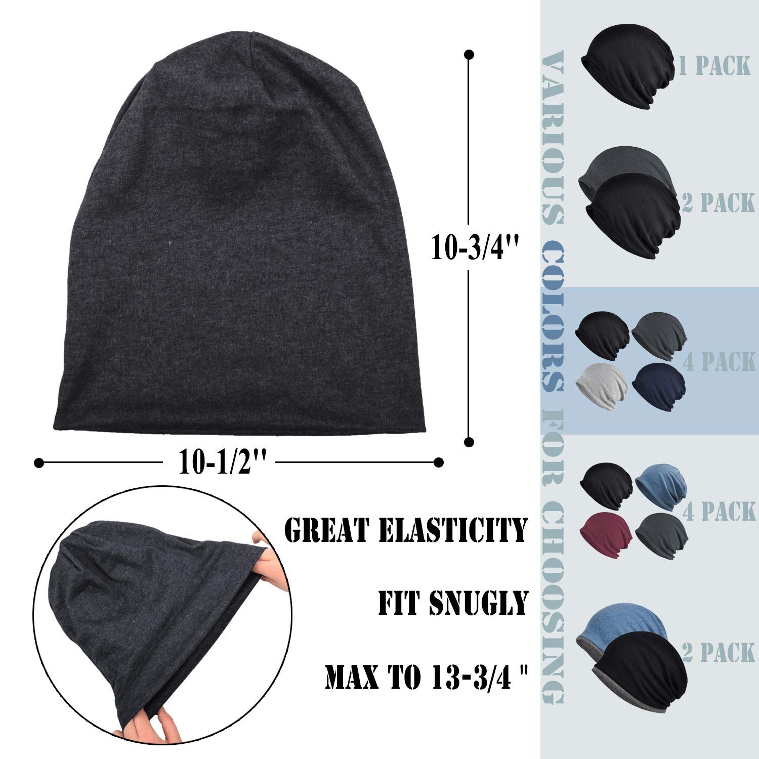 ELLEWIN Cotton Slouchy Beanie Hats Chemo Cap for Men Women Soft Lightweight Running Adult Beanie Hats