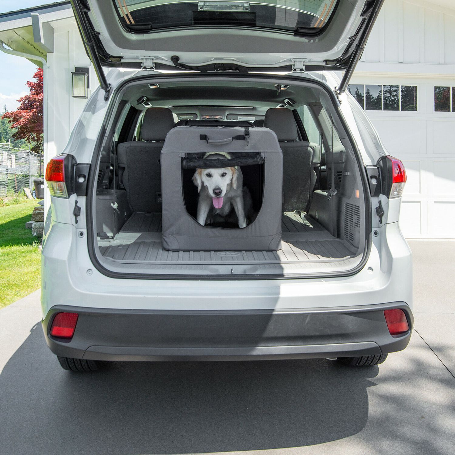 Large Grey Soft Sided Portable Dog Crate Lightweight Travel Collapsible