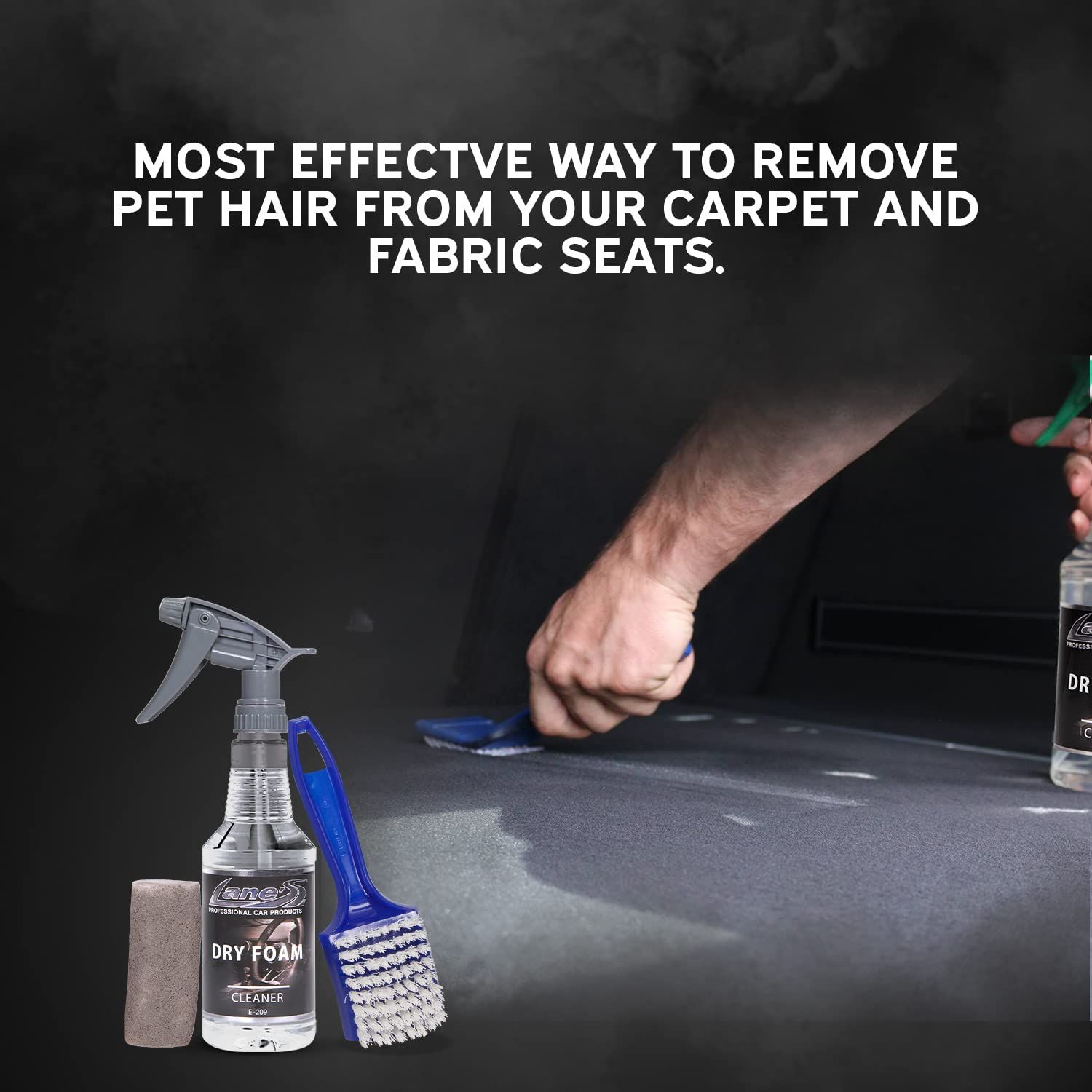 LANE'S Carpet Cleaner Scrub Brush Pet Hair Removal Kit, Carpet and Upholstery Cleaner, Stiff Nylon Bristle Carpet & Floor Mat Scrub Brush, Pet Hair Removal