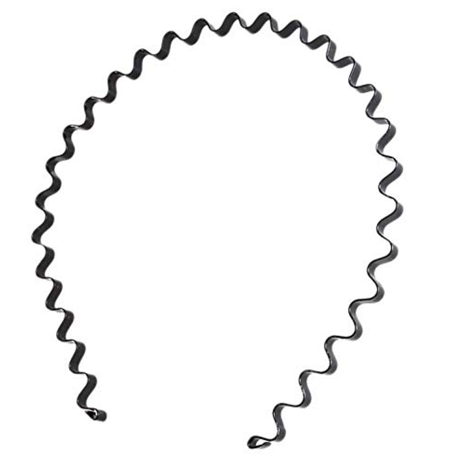 LASSUM 3 Pcs Unisex Black Spring Wavy Hair Hoop Band, Metal Hoop Hair Band Girl Men`s Head Band Accessory