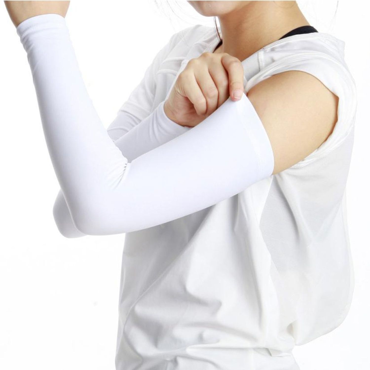 Finrray UV Protection Cooling Arm Sleeves Sun Sleeves Arm Cover for Women &Girls&Adult&Youth&Men Cycling, Running,Golf,Outdoor Tattoos Arm Warmer -Black,White,Beige