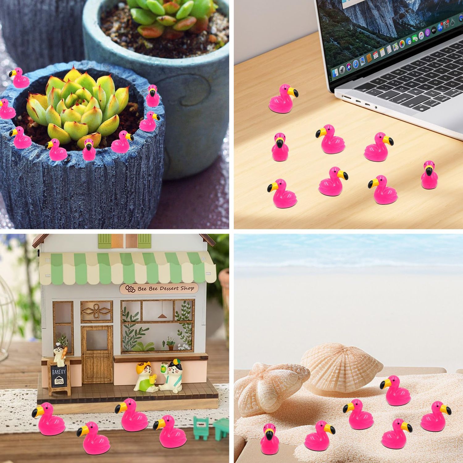 HOMICO 50PCS Mini Flamingos Ducks Mini Resin Animals Flamingo Decor Tiny Ducks for Crafts Dollhouse Fairy Garden Landscape Aquarium