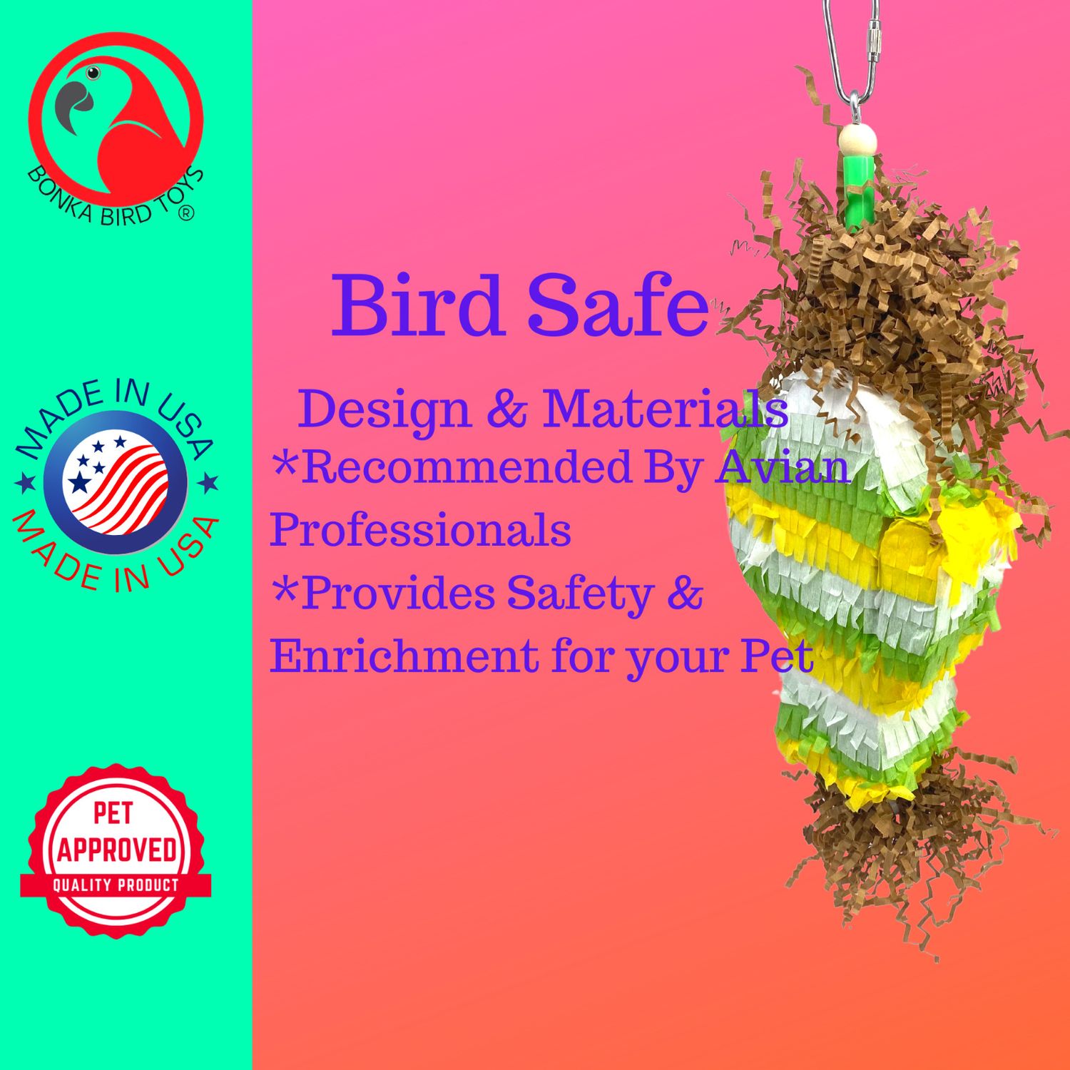Bonka Bird Toys 3862 Cactus Piñata Small Bird Toy Cages Forage Chew Parakeet Pet