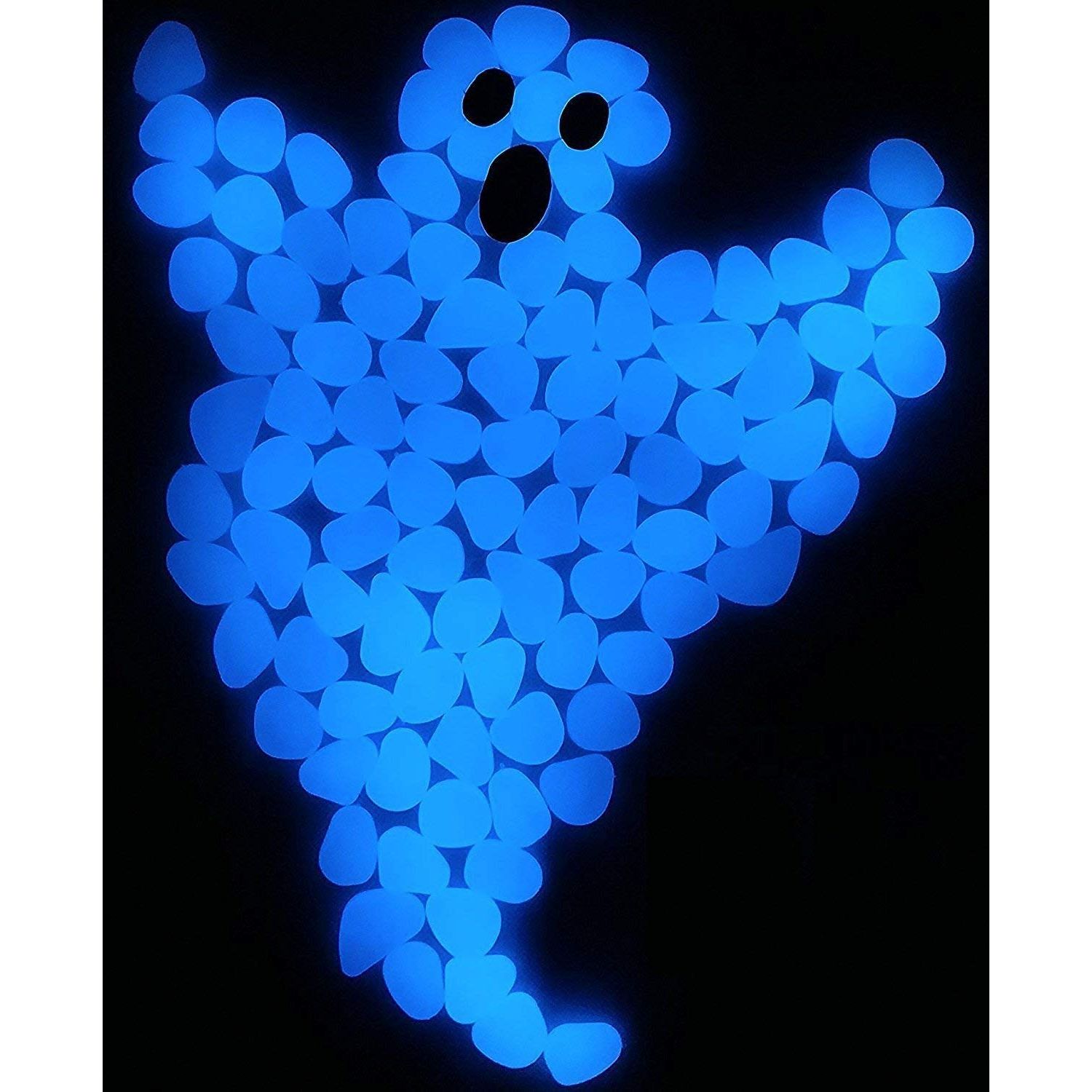 chic style 340pcs Glow in The Dark Garden Pebbles, Gardening Luminous Glow Stones Outdoor Decor Glowing Water Fish Tank Gravel (Blue)