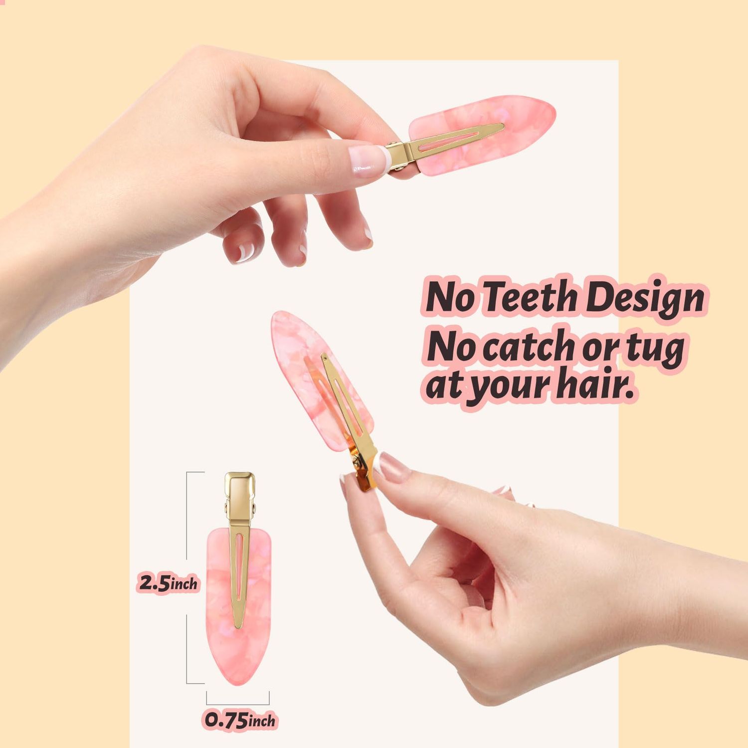 YIERSO 8 Pcs Hair Clips No bend No Crease Duckbill Clips No Dent Flat Clip Alligator Hair Barrettes for Salon Hairstyle Women Girls Makeup Accessories Acrylic Resin (Pink+White)