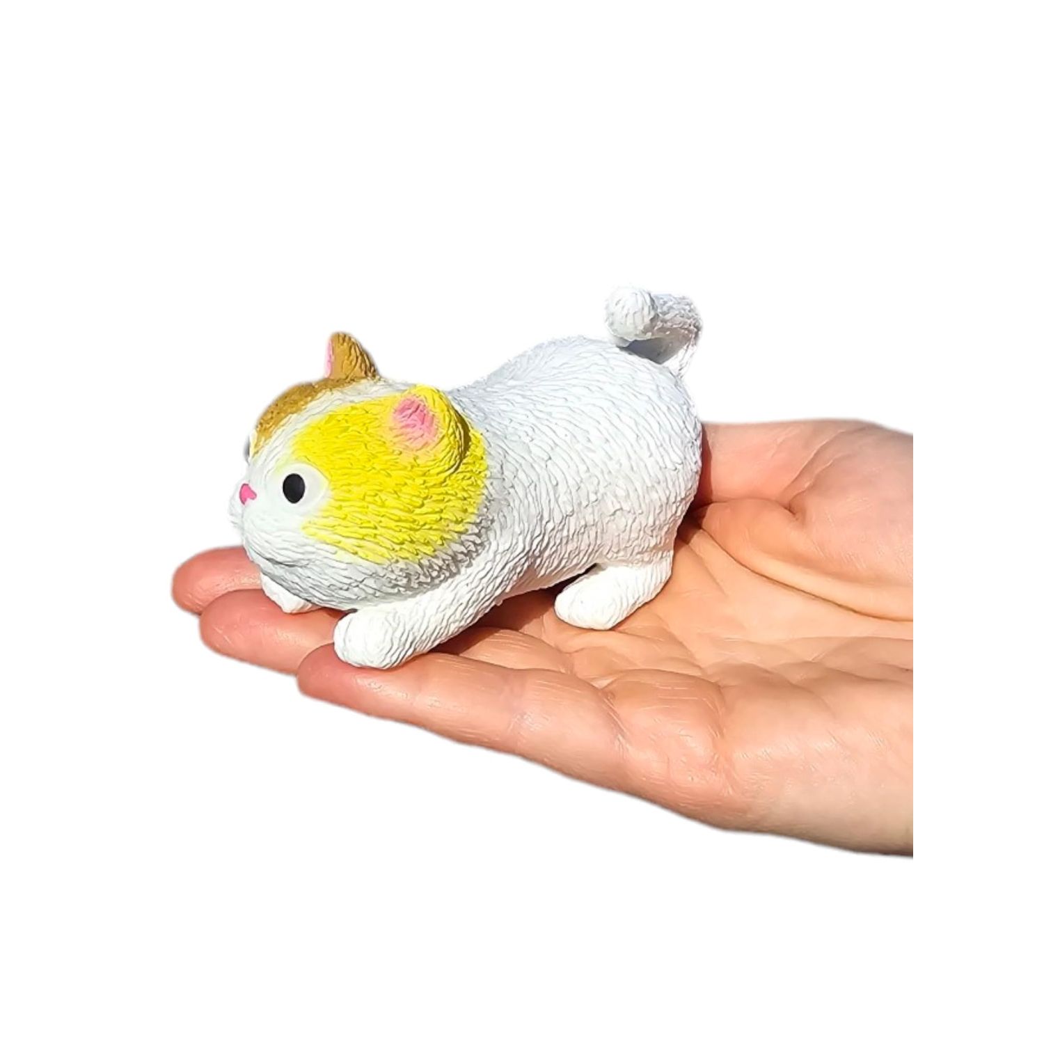 Squishy Stretchy Cat (3.5" to 6.5") Rubber Fidget Sensory Toy Filled with Sand. Great Stress Relief Cat Toy for Kids, Adults and Pets. (3 Pack