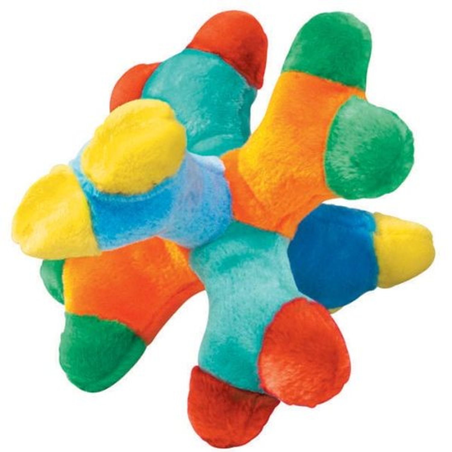 Zanies Attack A Jack Big Breed Dog Toys Colorful 6 Squeaker Soft Plush Bones 11" Jumbo