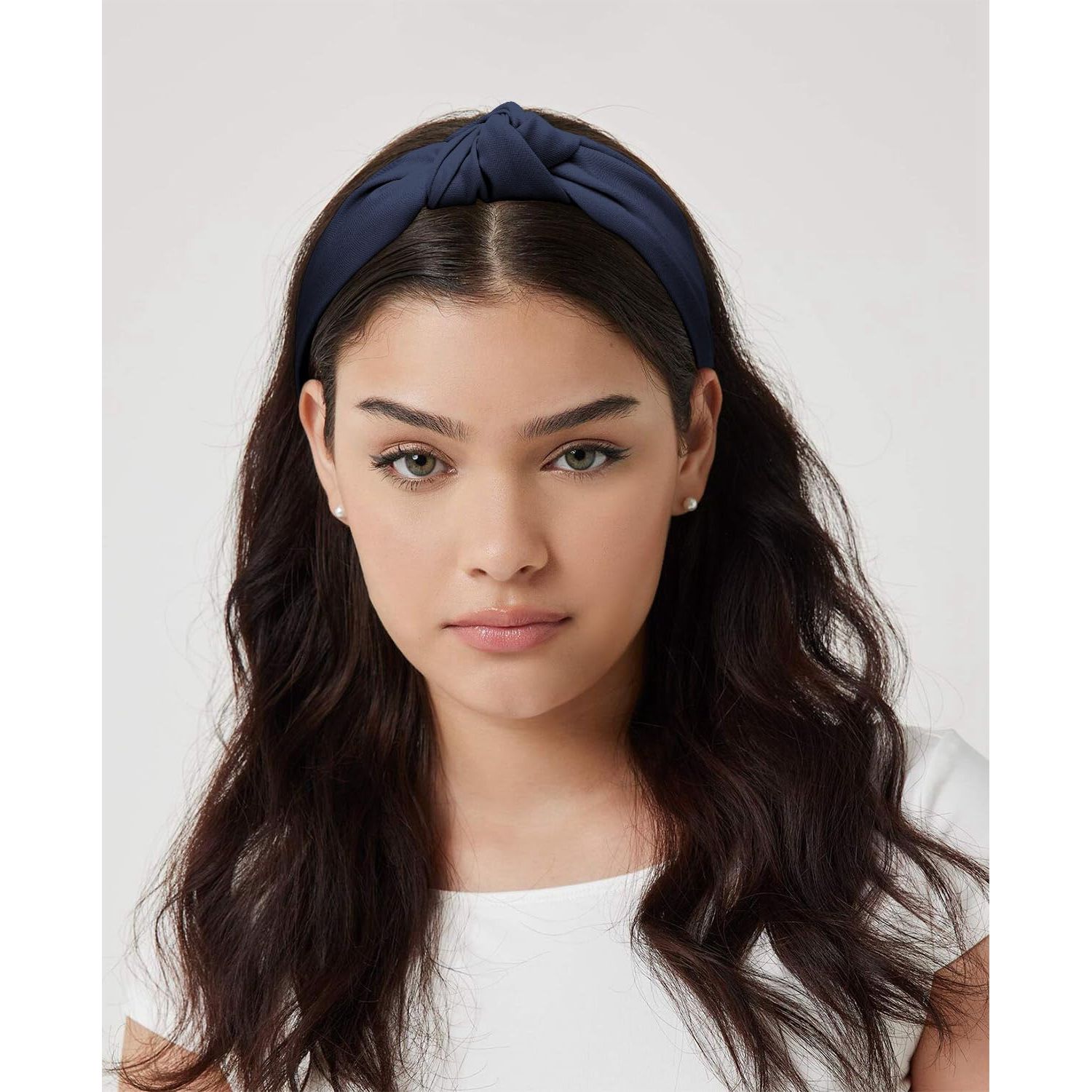 Wecoe 2 Pack Knotted Headbands For Women Red Navy Blue Wide Headbands Hair Bands for Women's Hair Non Slip Fashion Cloth Headbands Hair Accessories For Women Girls Diademas Coreanas Para Mujer Gifts
