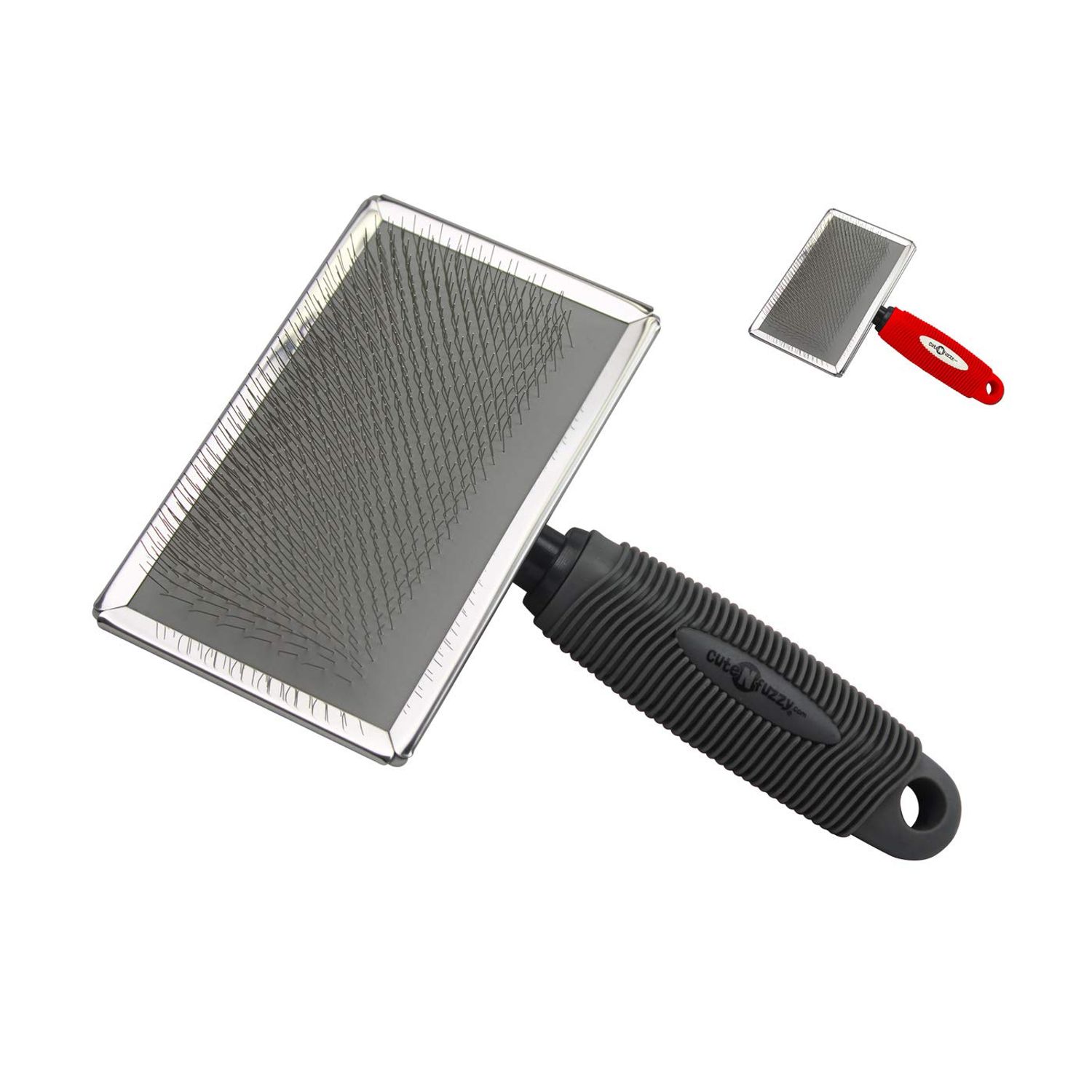 cuteNfuzzy Premium Pet Slicker Brush, Grey, Large