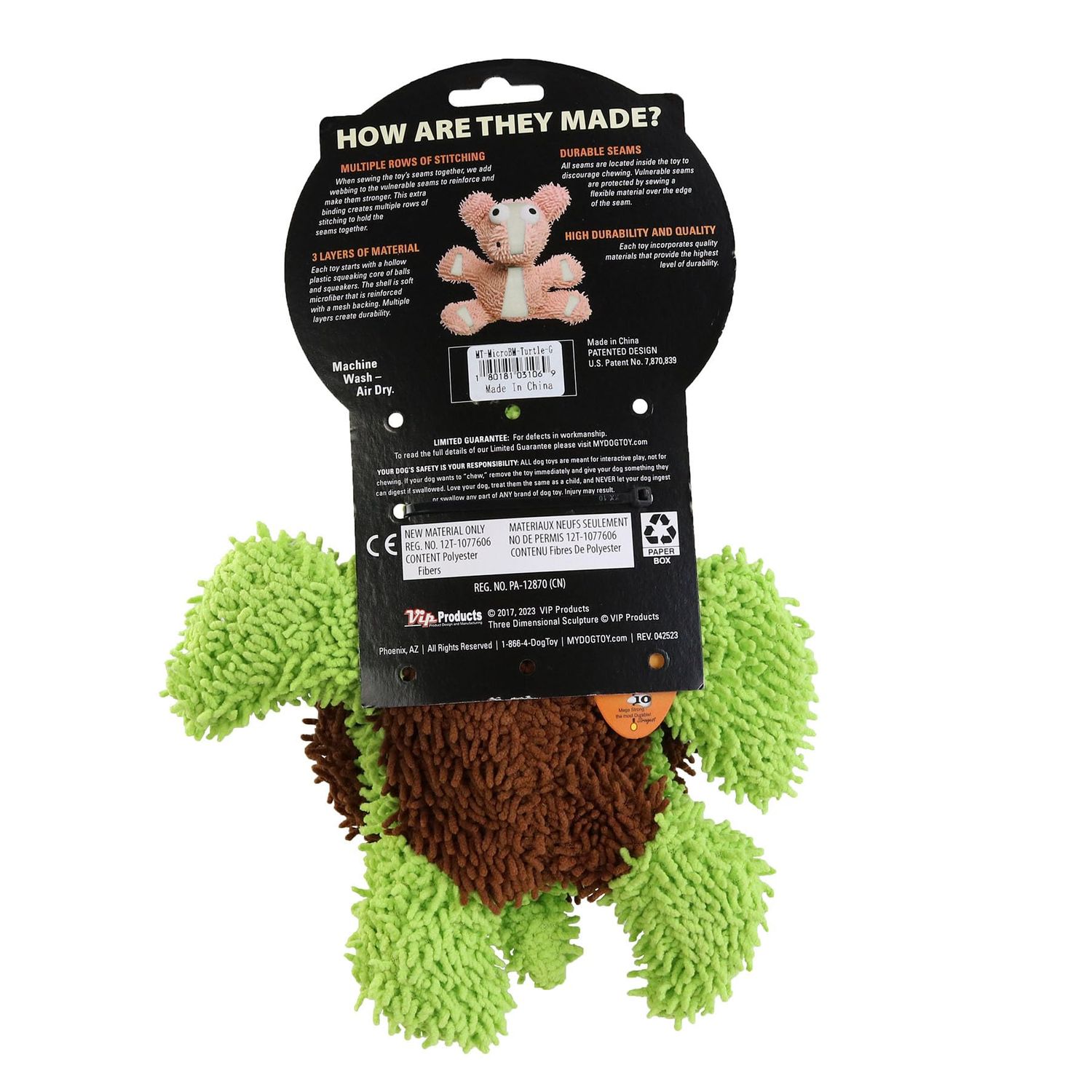 MIGHTY- Microfiber Ball- Medium- Turtle – Made with Squeaker Balls and Minimal Stuffing. Strong & Tough. Interactive Play. Dog Toy Machine Washable & It Floats