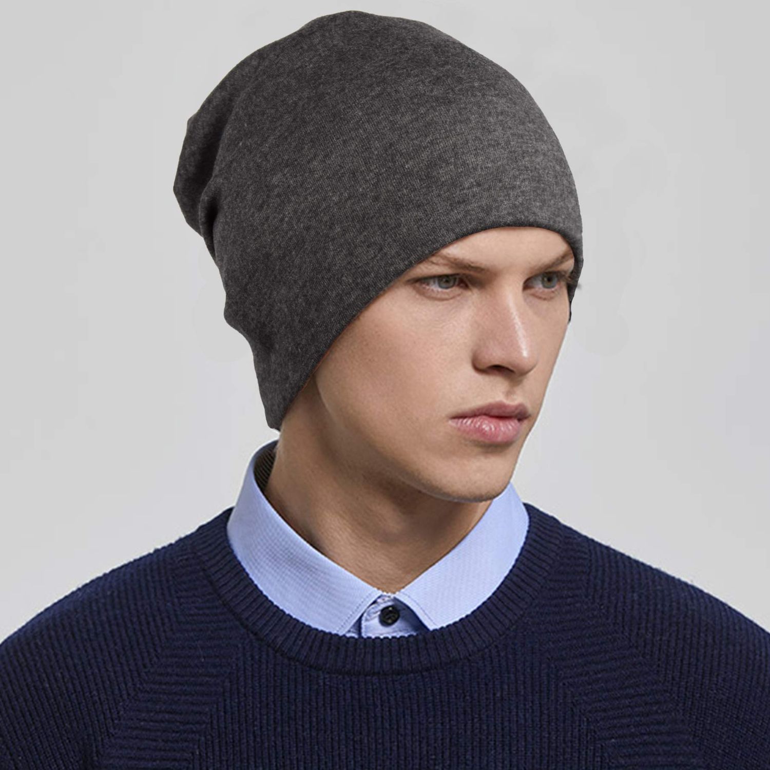 ELLEWIN Cotton Slouchy Beanie Hats Chemo Cap for Men Women Soft Lightweight Running Adult Beanie Hats