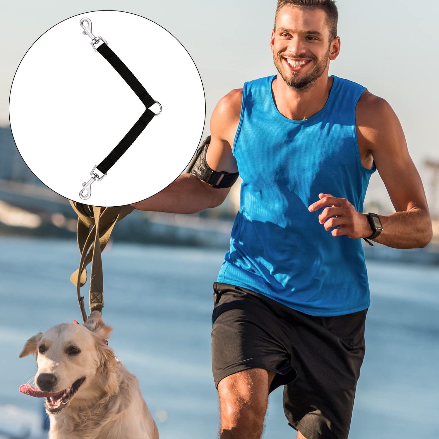 4 Pieces No Tangle Dog Leash Couplers Black Double Clip Leash for Dogs Two Clasp Dog Double Leashes 0.6 Inch Wide Heavy Duty Nylon Leash Splitter for Large Dogs Pet Walking Supplies, 4 Inch