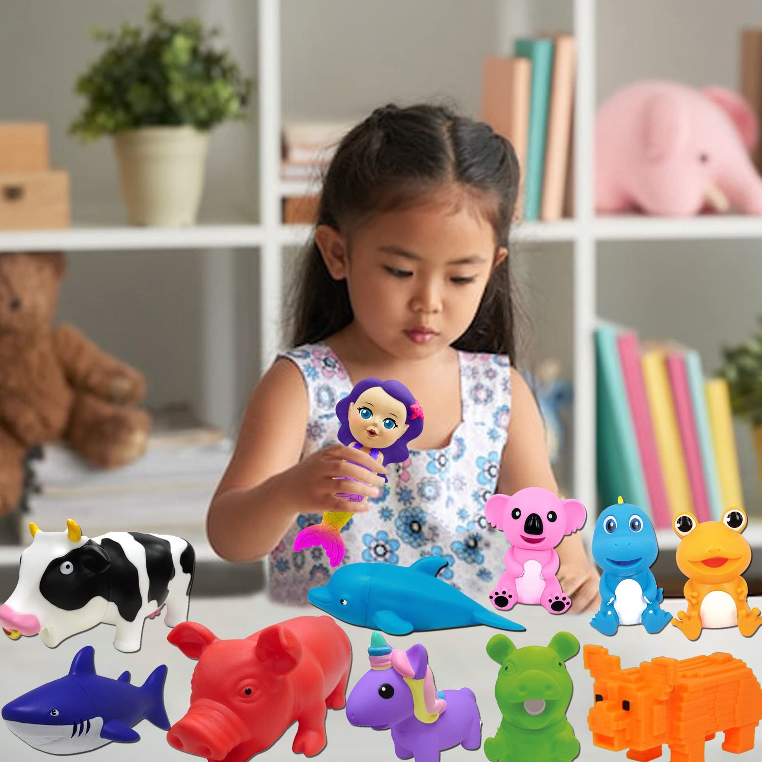 Animolds Baby Squeaky Toy Squeeze Party Favors Toys for Boys Novelty Toys & Amusements Screaming Rubber Gag Gifts Small Animal Toys Funny Dog Toys 6-8In Baby Sensory Toys 2PK(Squeeze Me Lizard 2PK)