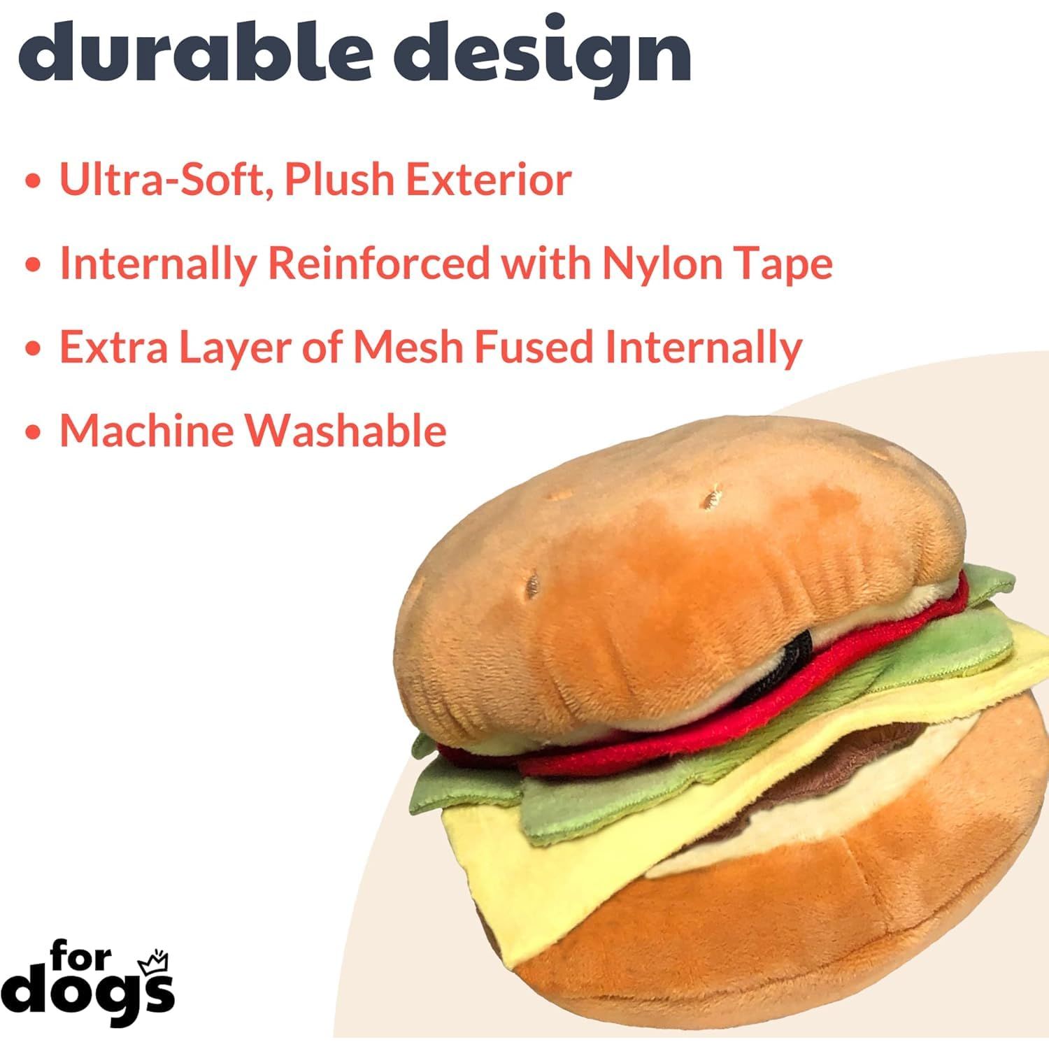HEALTH & OUTDOORS Hot Dog and Hamburger Squeaker 2 Pack Combo Pack Chew Toy for Dogs, Funny Cute Plush Toy (Colors Vary)