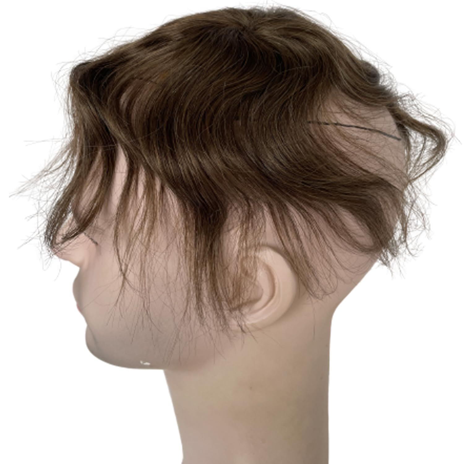 Voloria Bald Spot Hair Patch Toupee for Men 3.15x3.15inches Full PU Skin Base Cover-up Hair Patches Pieces Human Hair Topper Reaplcement Systems Hairpiece (#4 Light Brown Color)
