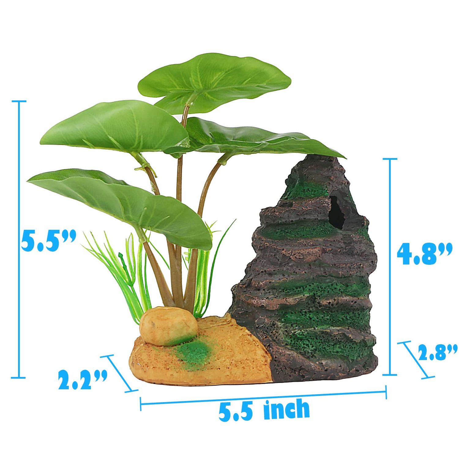 COOSPIDER Betta Fish Leaf Pad Hammock Aquarium Decoration Cichlid Fish Tank Resin Rock Mountain Cave Ornaments Fish Bowl Decorations for Sleeping Resting Hiding Playing Breeding