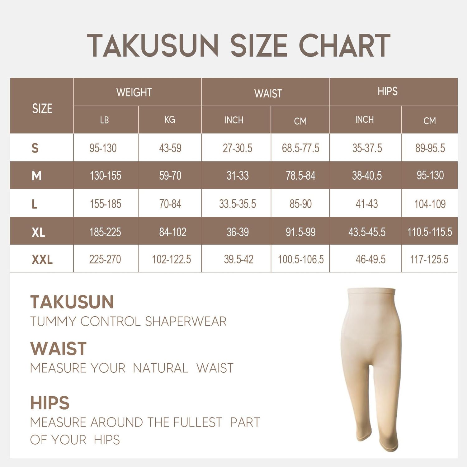 Takusun Shapewear Leggings for Women Tummy Control High Waisted Capri Body Shaper Butt Lift Thigh Slimmer Nude