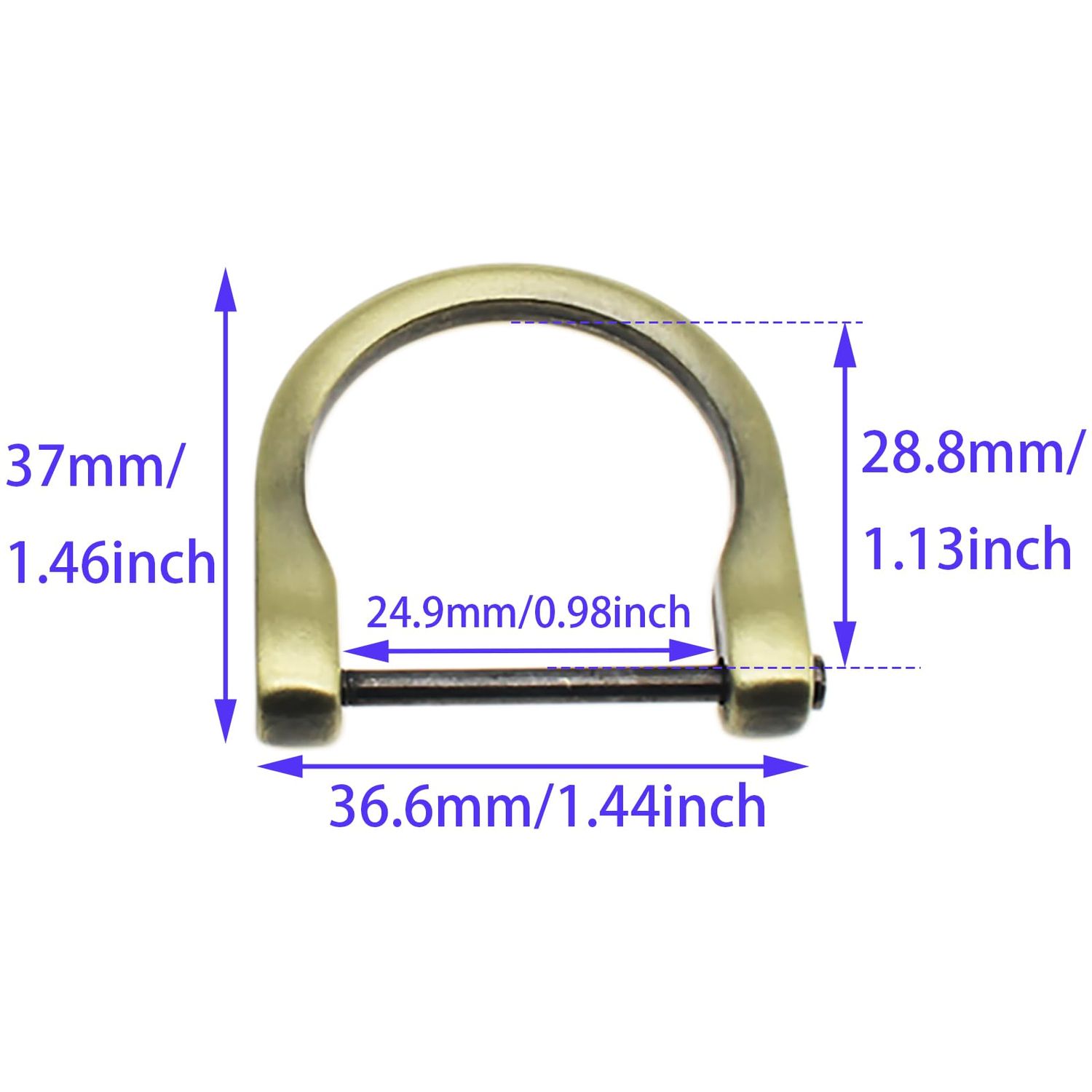 LBTODH 6PCS Horseshoe U Shape Screw in Shackle Brushed Bronze D Ring for DIY Leather Craft Purse Keychain Accessories