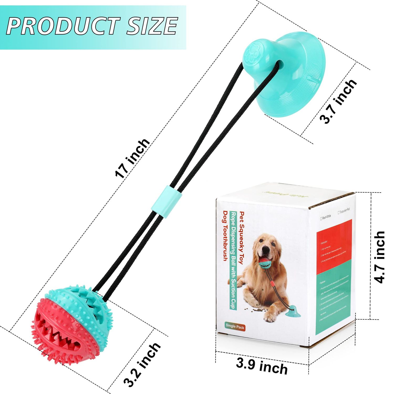 ALLRIER Interactive Dog Toys Tug of War, Mentally Stimulating Toys for Dogs, Puppy Teething Toys for Boredom, Dog Puzzle Treat Food Dispensing Ball Toy for Small Medium Dogs