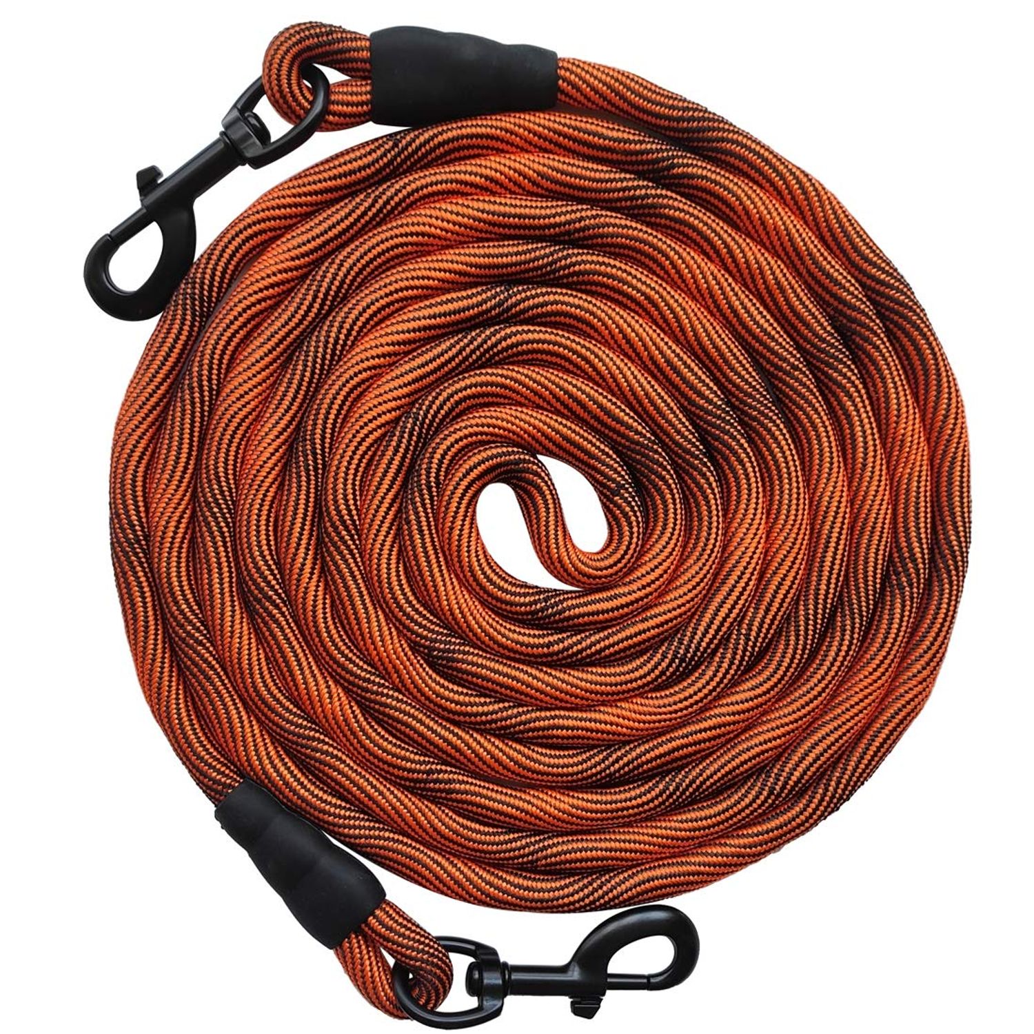 BTINESFUL Tie-Out Check Cord Long Rope Dog Leash, 8ft 12ft 20ft 30ft 50ft Recall Training Lead Leash- Great for Large Medium Small Dogs Training, Playing, Camping, or Backyard (20ft, Orange Black)