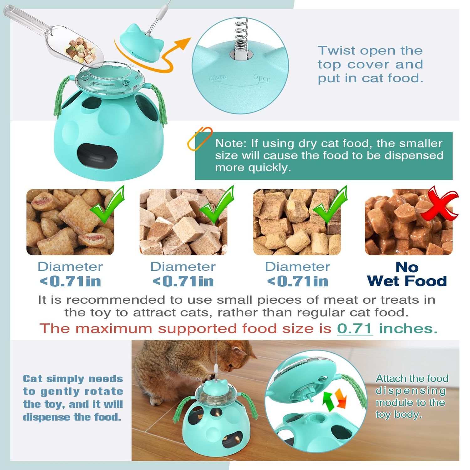 BOUSEPO Interactive Cat Toys for Indoor Cats,4 in 1 Cat Puzzle Toy Pet Treat Slow Feeder Ambush Wand Dancer Hide Rolling Ball Maze,Cat Enrichment Toys for Indoor Cats