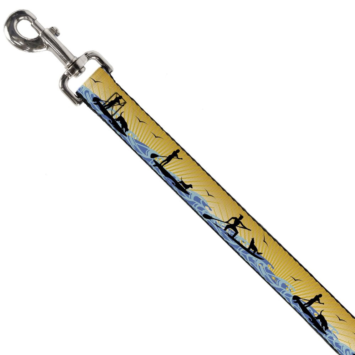 Dog Leash Sup Dog Yellows Blues Black 6 Feet Long 1.0 Inch Wide