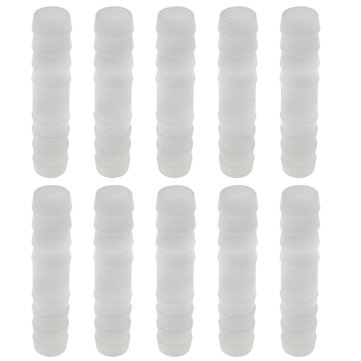 sunnates 10 PCS Plastic Hose Barb Fitting 1/2" x 1/2" Barbed Splicer White Pipe Connectors Barbed Splicer Home Adapter for Aquariums Fuel Gas Liquid Air