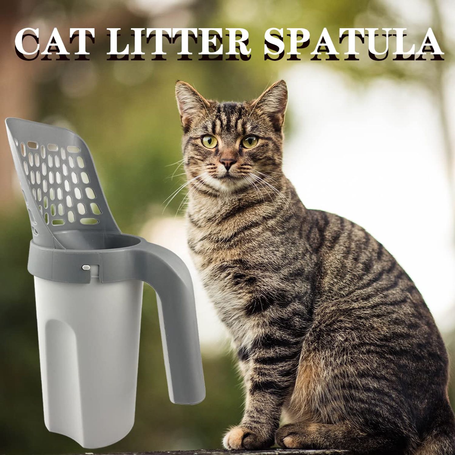 Esamploe Cat Litter Scooper with Trash Container,Portable Litter Scoop Holder,Litter Scoop with Holder Provides 215 Garbage Bags,Scoop & Litter Disposal System In One