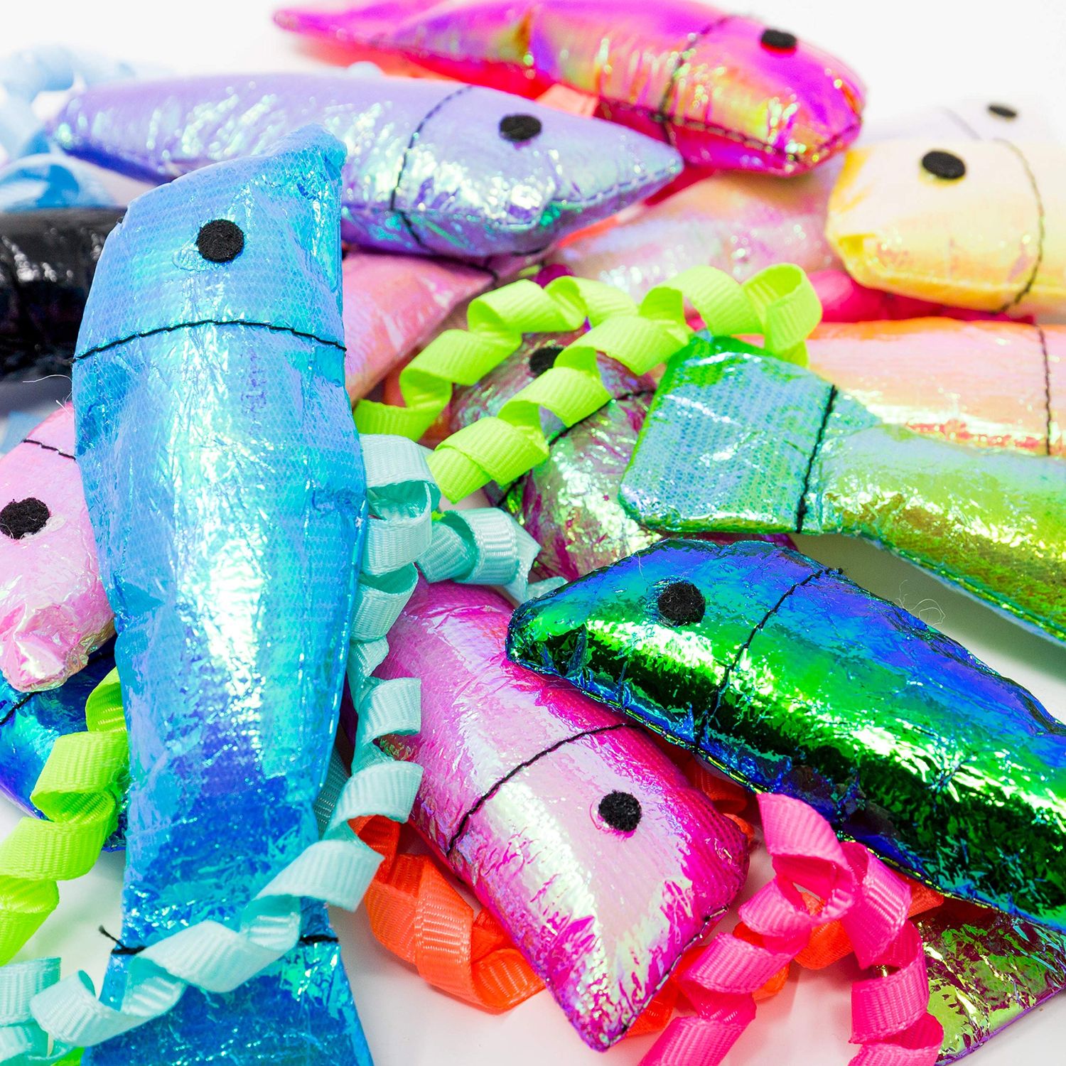 Youngever Catnip Crinkle Fish Toy, 15 Pack Exercise Cat Toys for Cat, Kitten, Puppy, Interactive Play, Great Gift Set