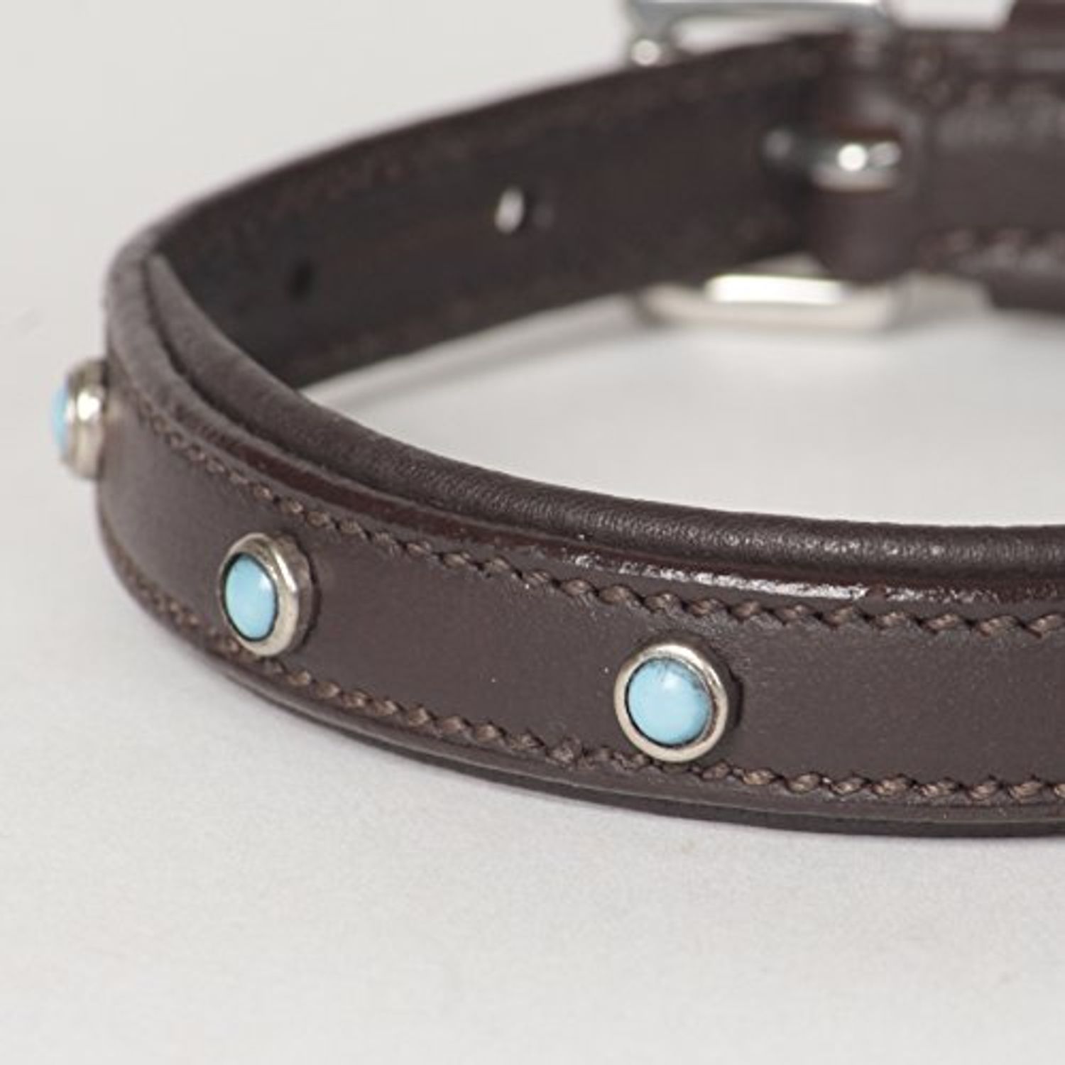 XX-Small Genuine Leather Padded Decorated Arizona Dog Collar; Fits Neck Size 8" - 10"