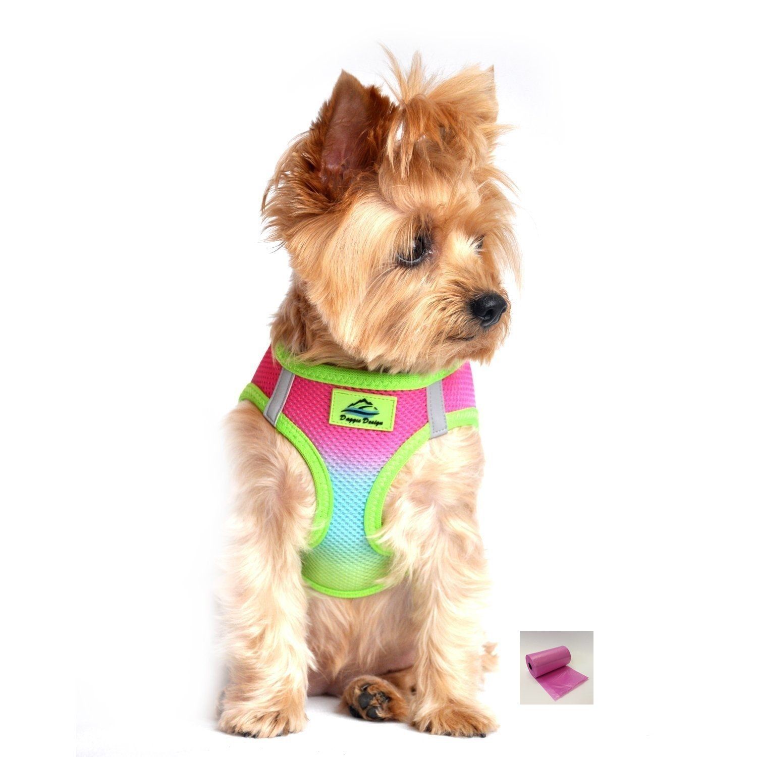 DOGGIE DESIGN American River Ombre - Rainbow Ultra Choke Free Dog Harness in Size Large (Chest 19"-21", for Pets Weighing 16-25Lbs.)