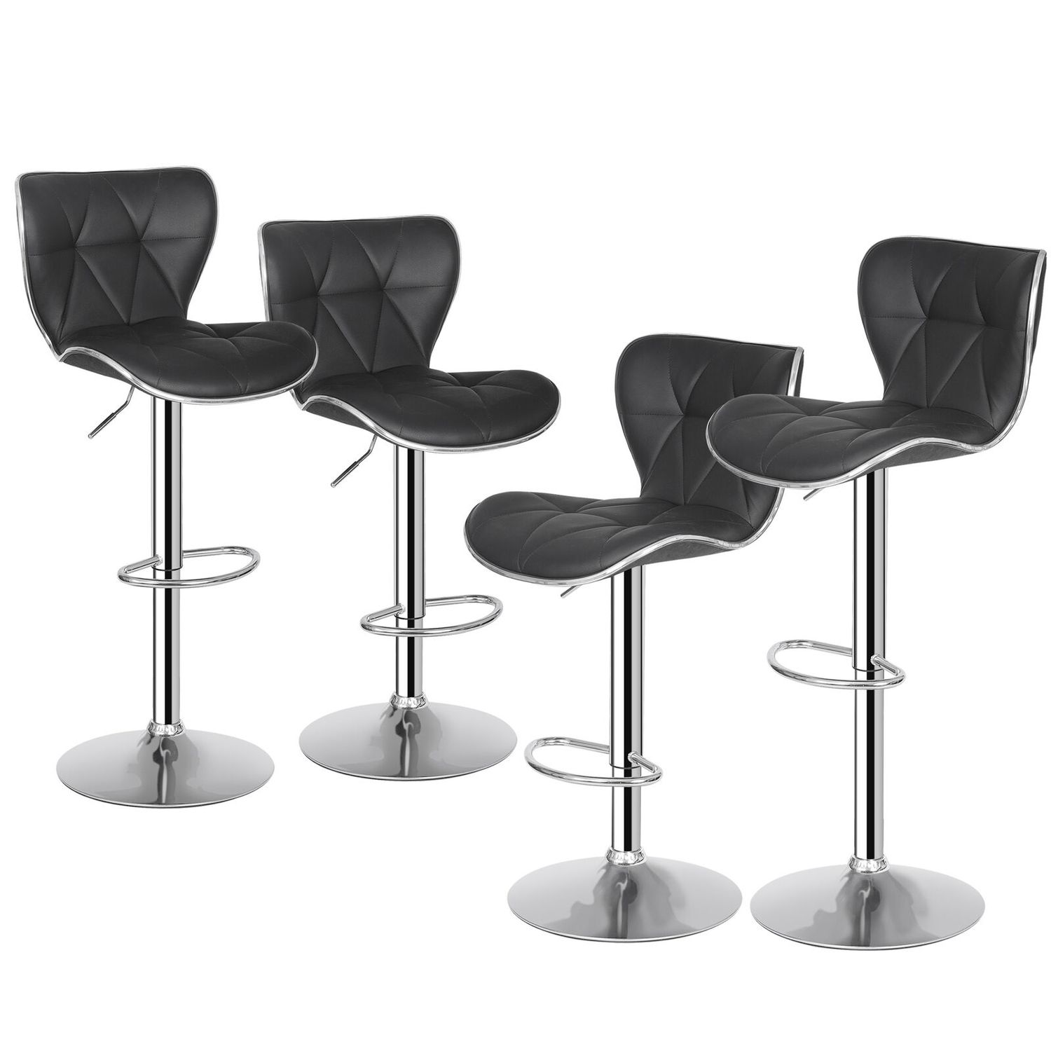 Shell Bar Stools Set of 4 Adjustable Height Swivel Bar Stools Dining Chairs Home