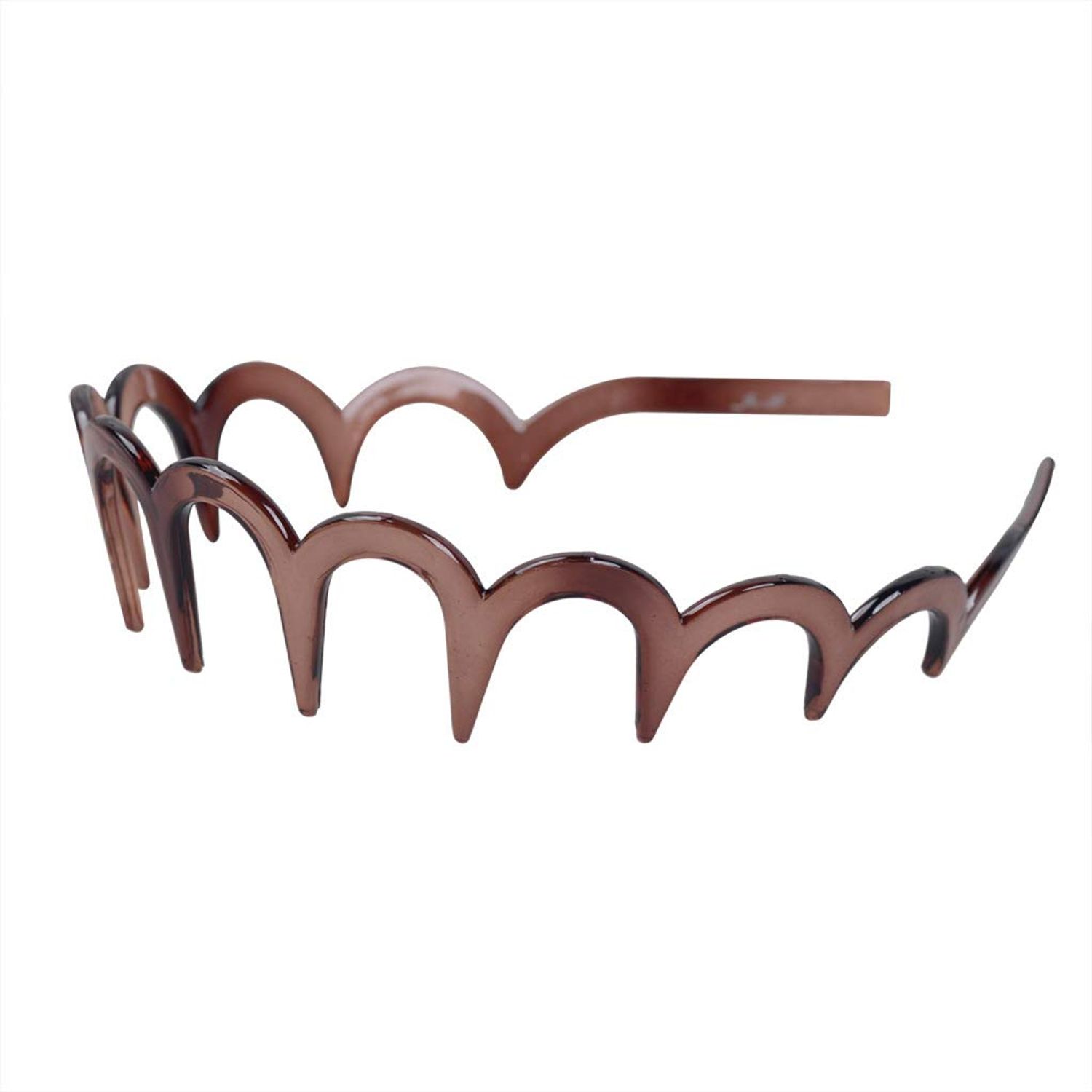 2Pcs Women Comfortable Shark Tooth Comb Headband Hair Band U Toothed Headband Lady Hair Accessory (Dark coffee color + Brown)