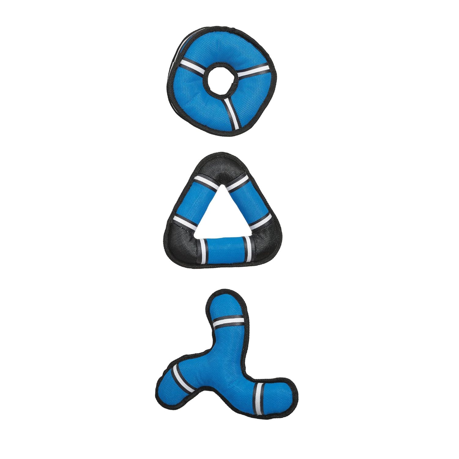 MPP Big Dog Toys! Tough-structable Canvas Toss Play for Aggressive Persistent Chewers (10.5 Boomerang Toss), Blue